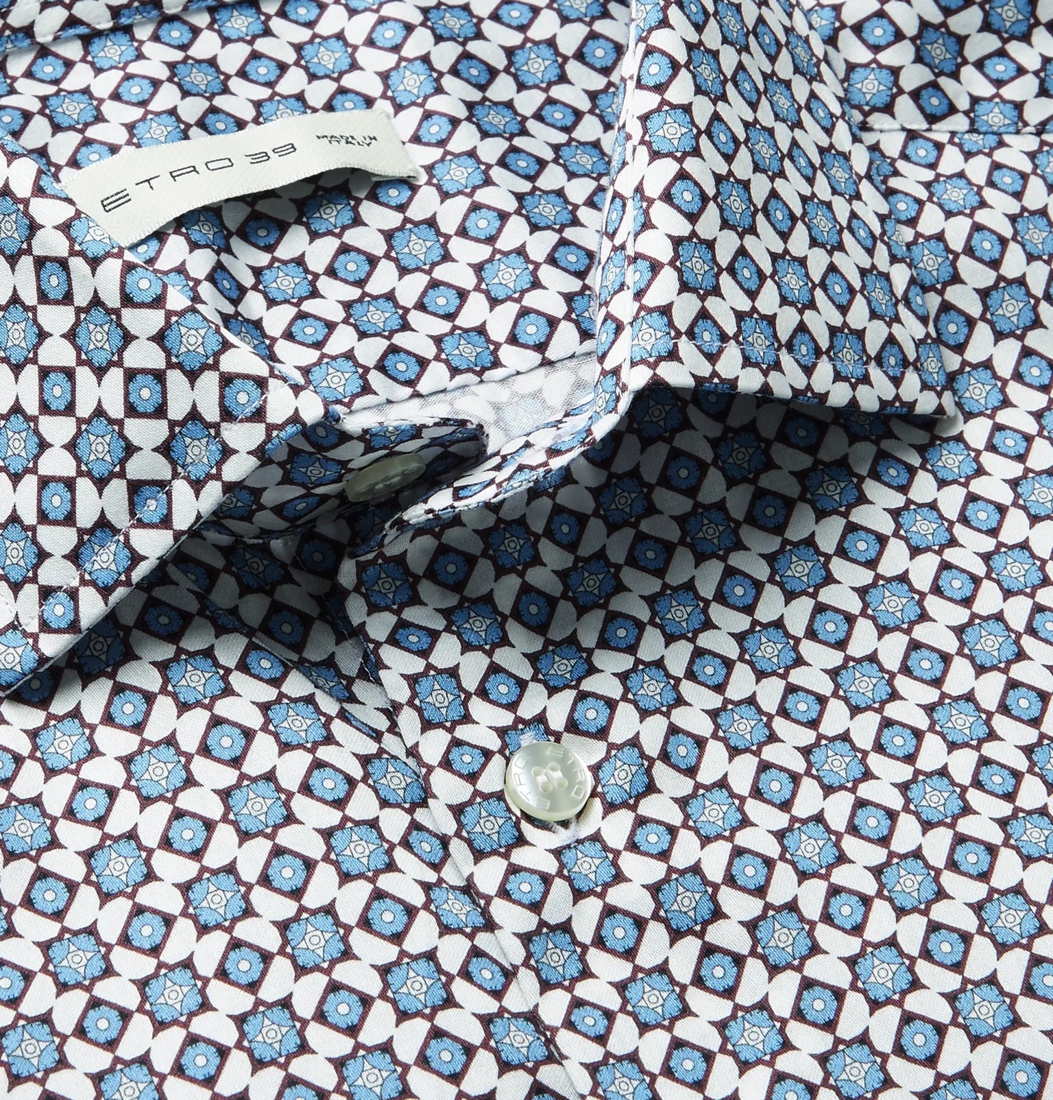 Cutaway-Collar Printed Cotton Shirt - 5