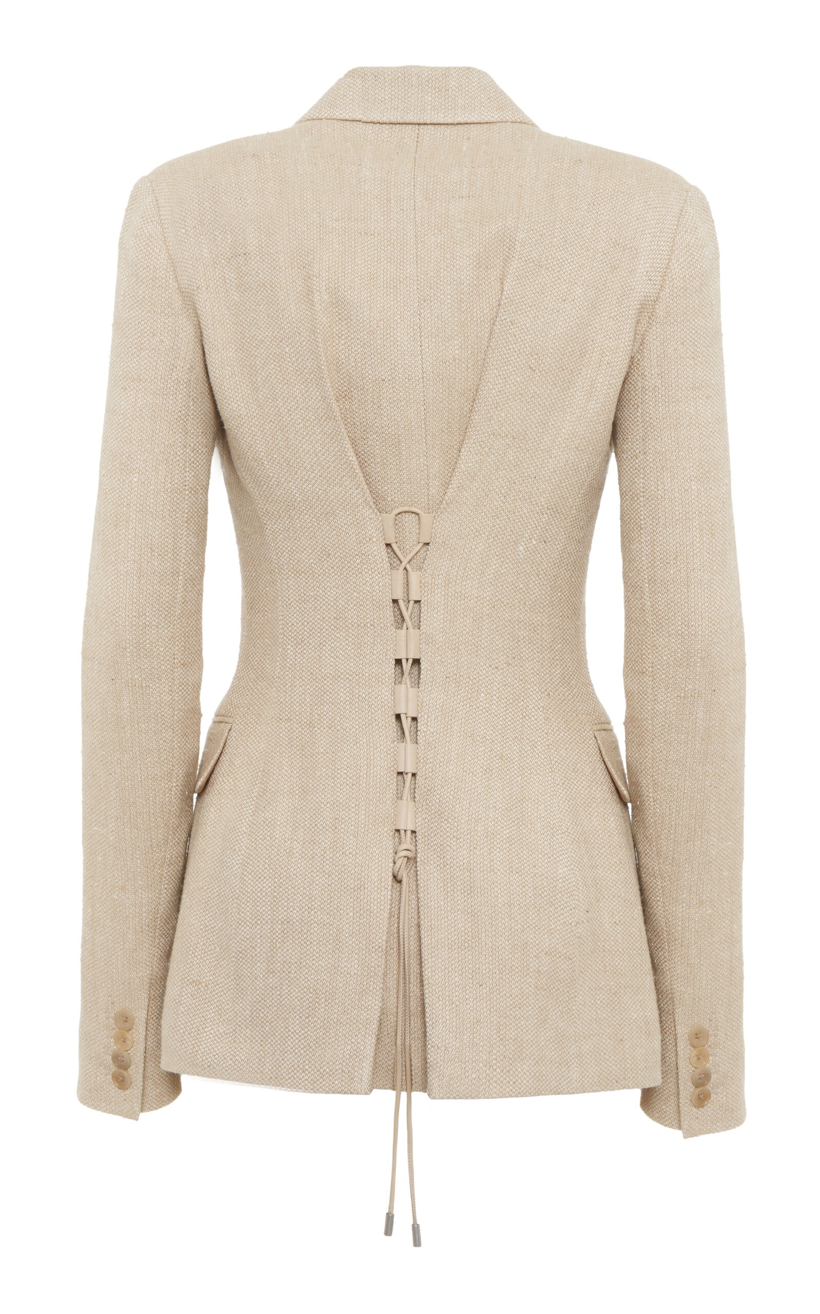 Safia Textured Linen Blazer tan - 3