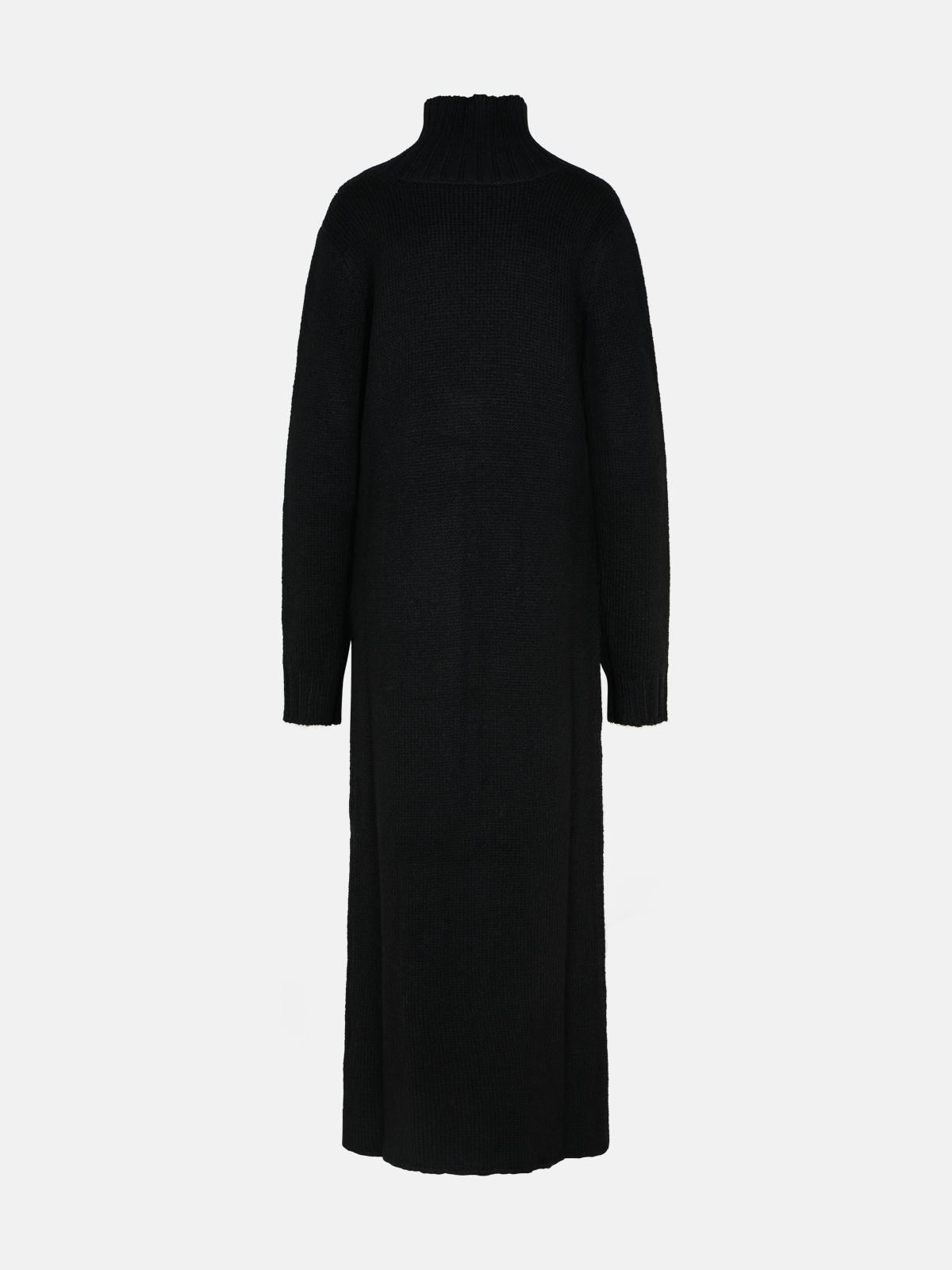 BLACK ALPACA BLEND DRESS - 3