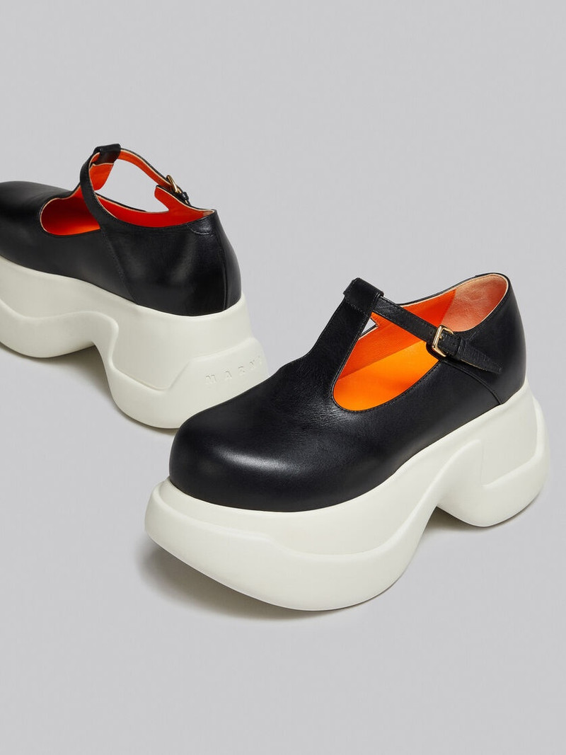 BLACK LEATHER ARAS 23 T-BAR SANDAL 5