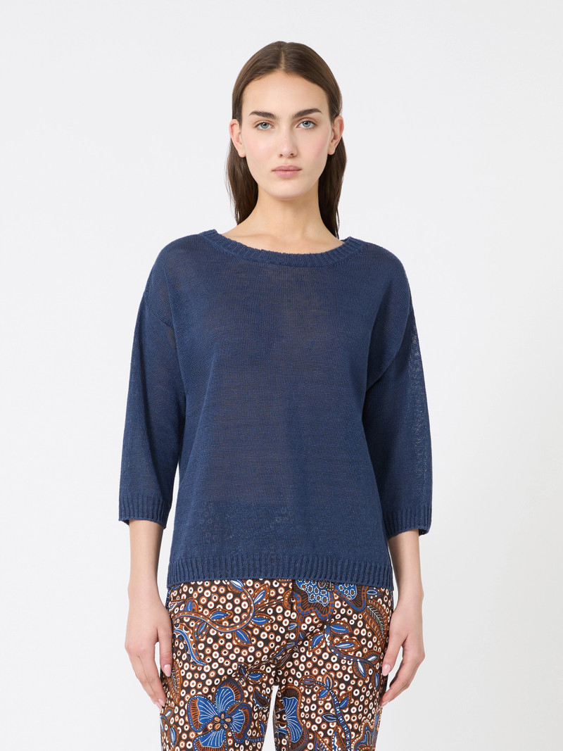CANNONE Linen yarn oversize jumper - NAVY 3