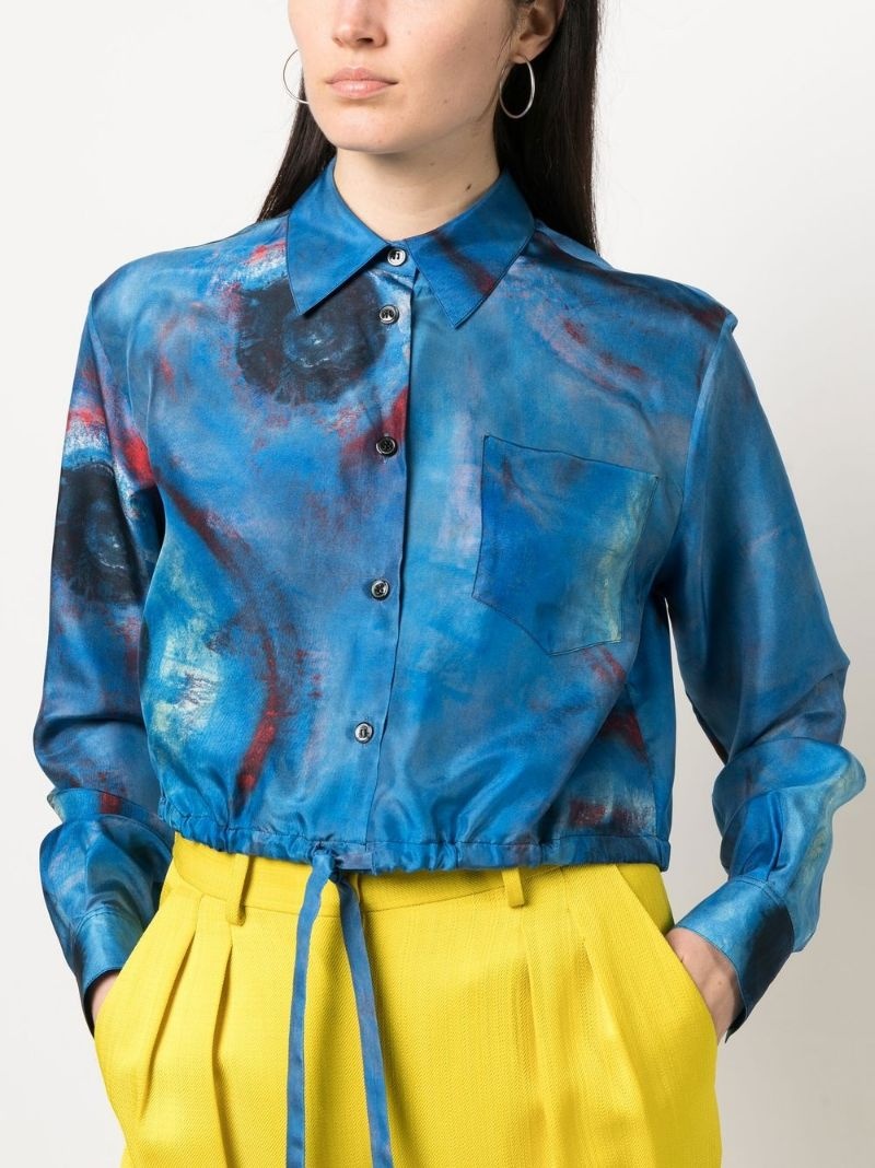 graphic-print cropped shirt - 5