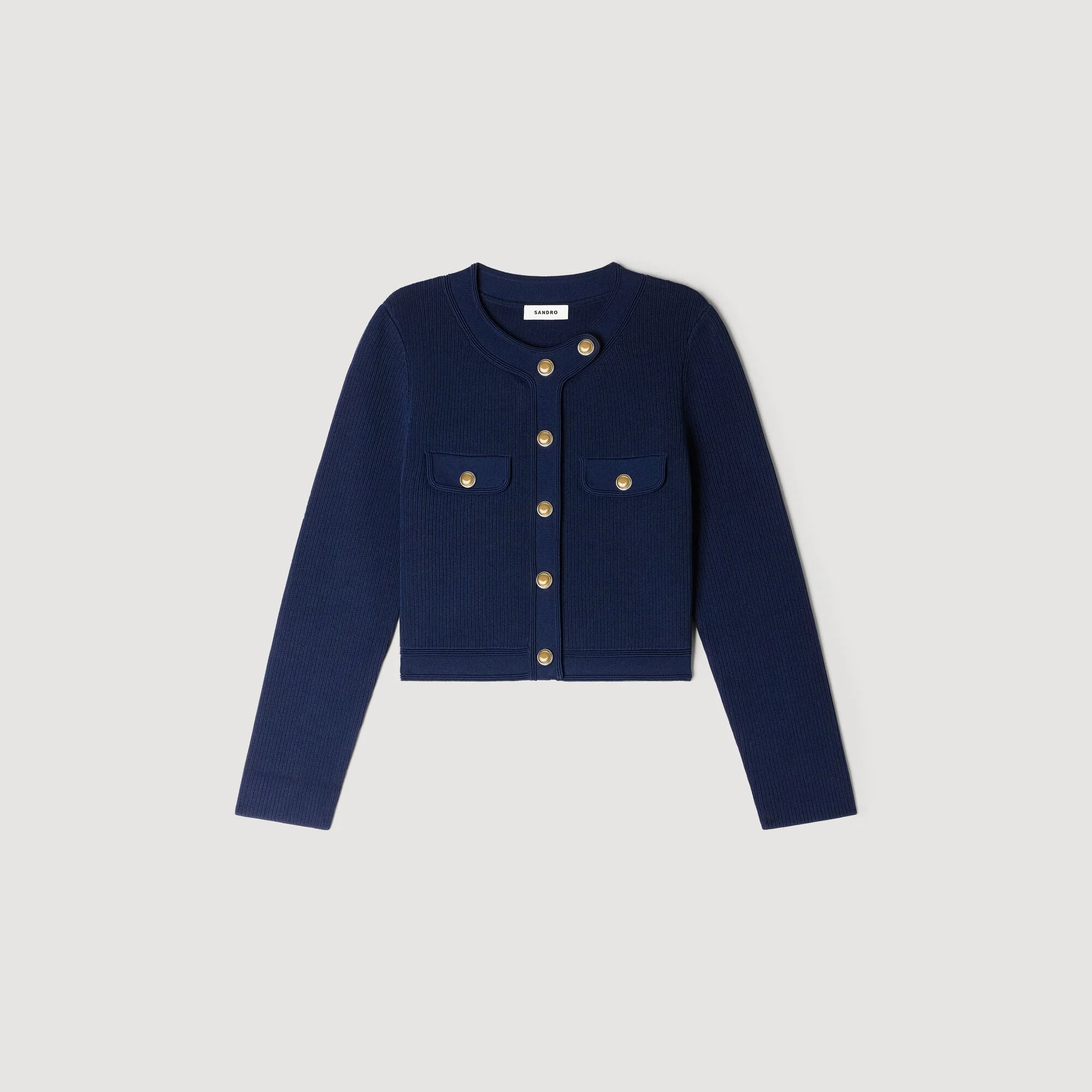 CROPPED RIB KNIT CARDIGAN - 1
