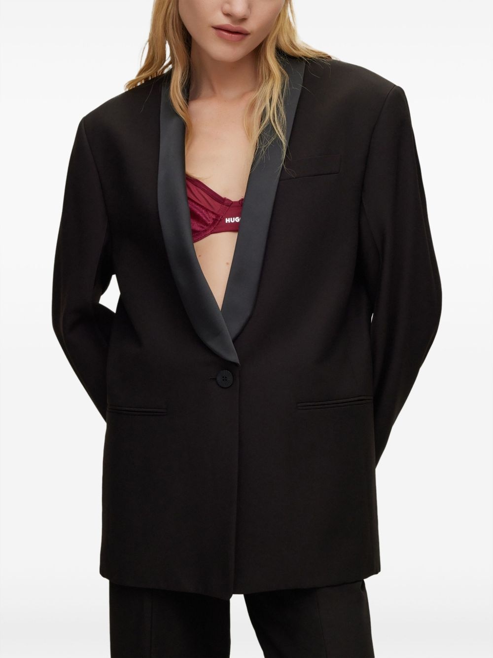 logo-patch shawl-lapels blazer - 3