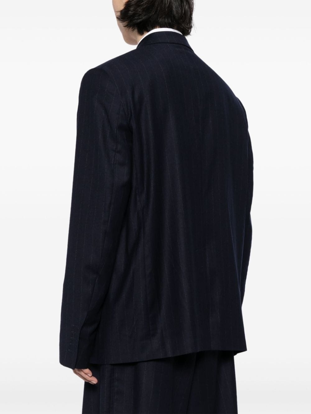single-breasted virgin wool-blend blazer - 4