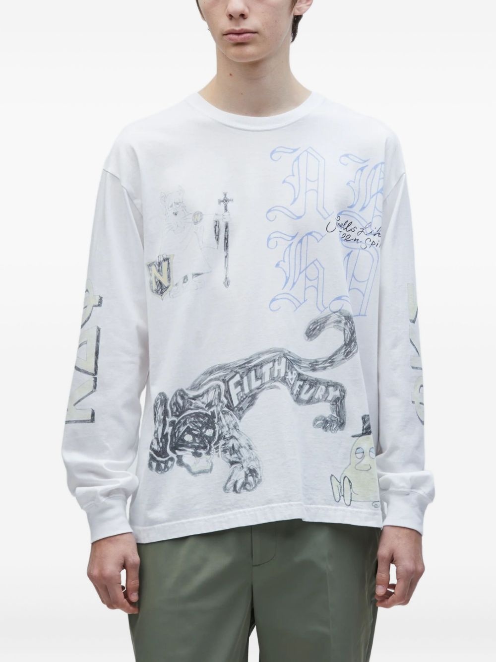 graphic-print long-sleeve T-shirt - 2