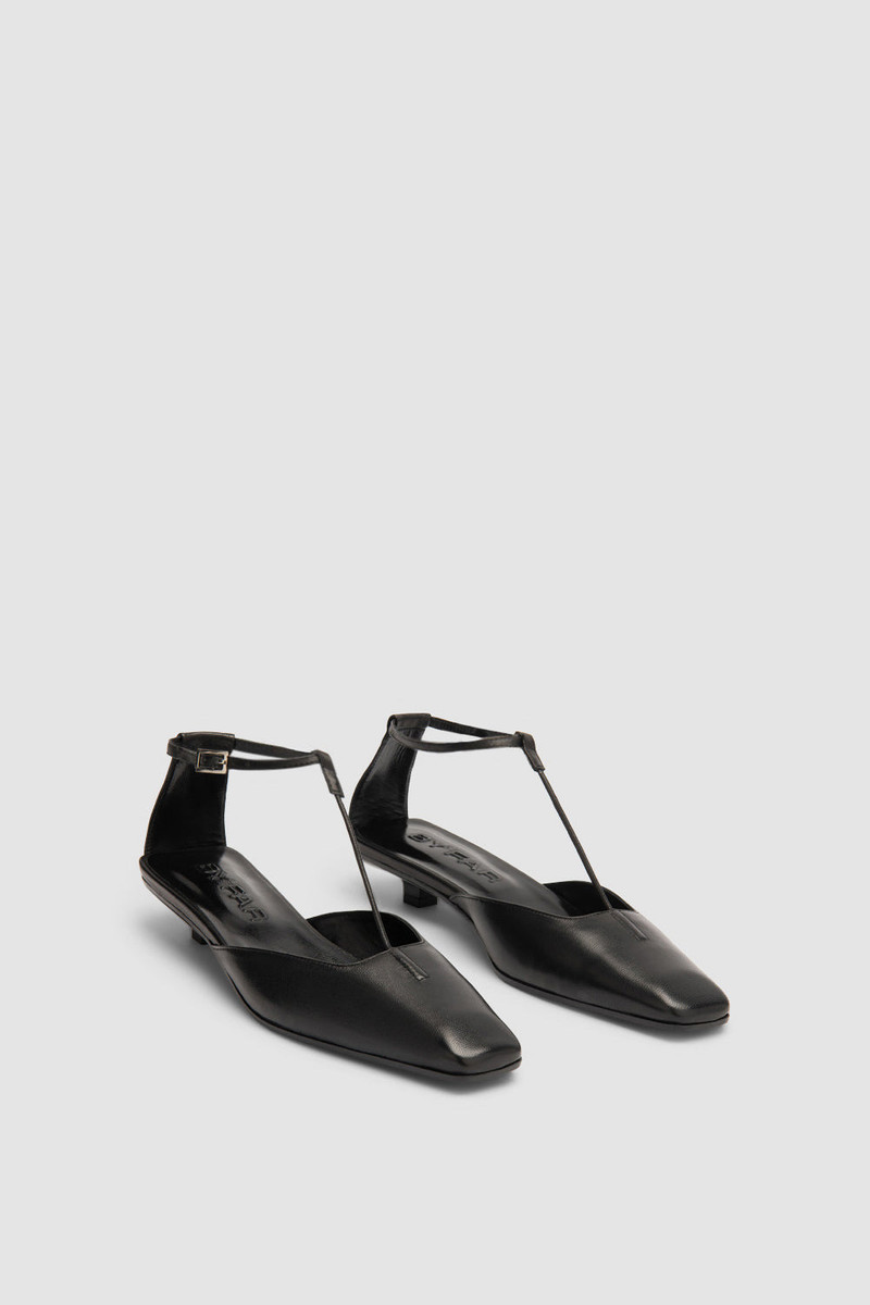 BY FAR Tao Black Lamb Nappa Leather Kitten Heel outlook