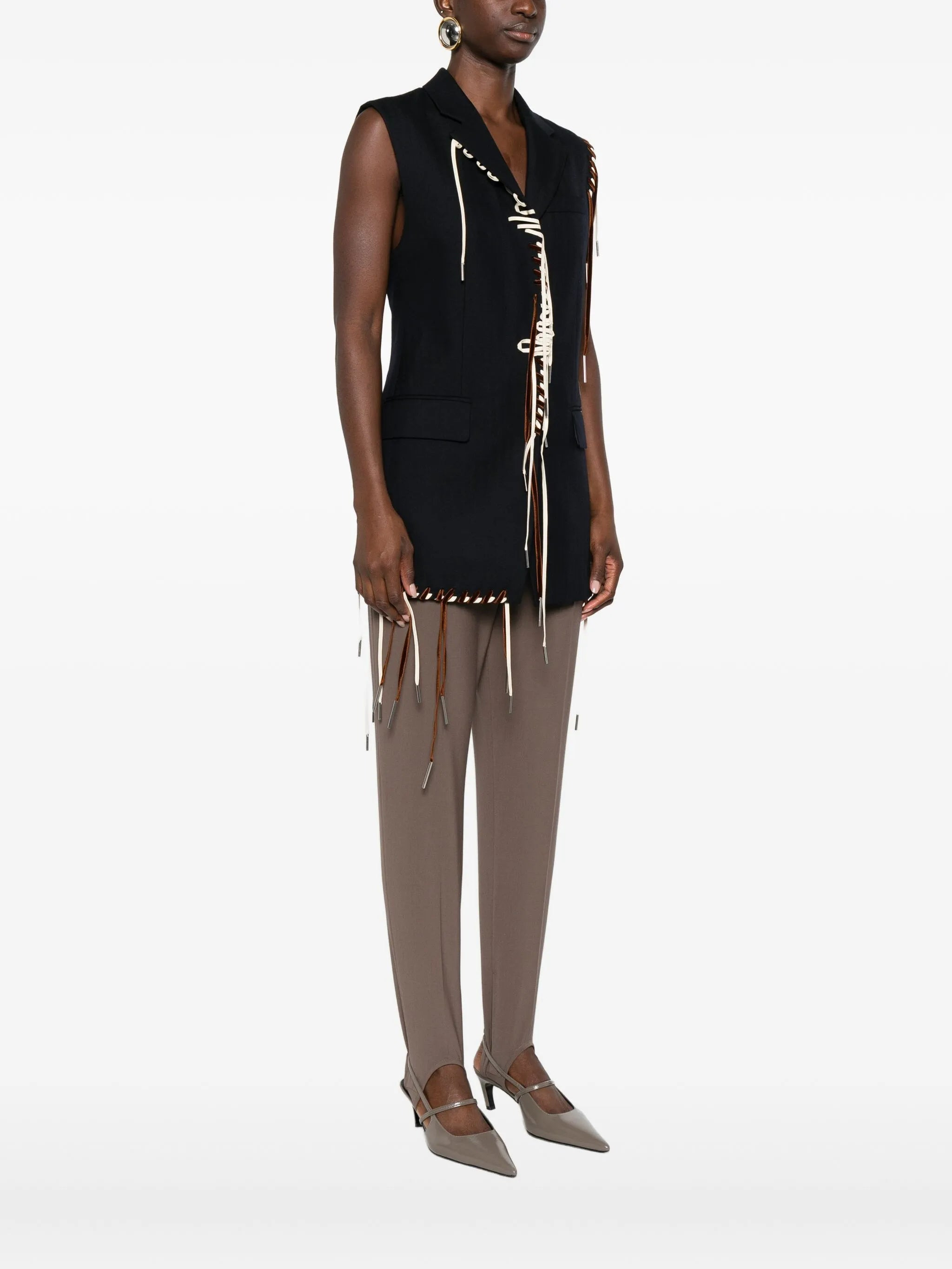 Dries Van Noten Lace-up Sleeveless Blazer - 5