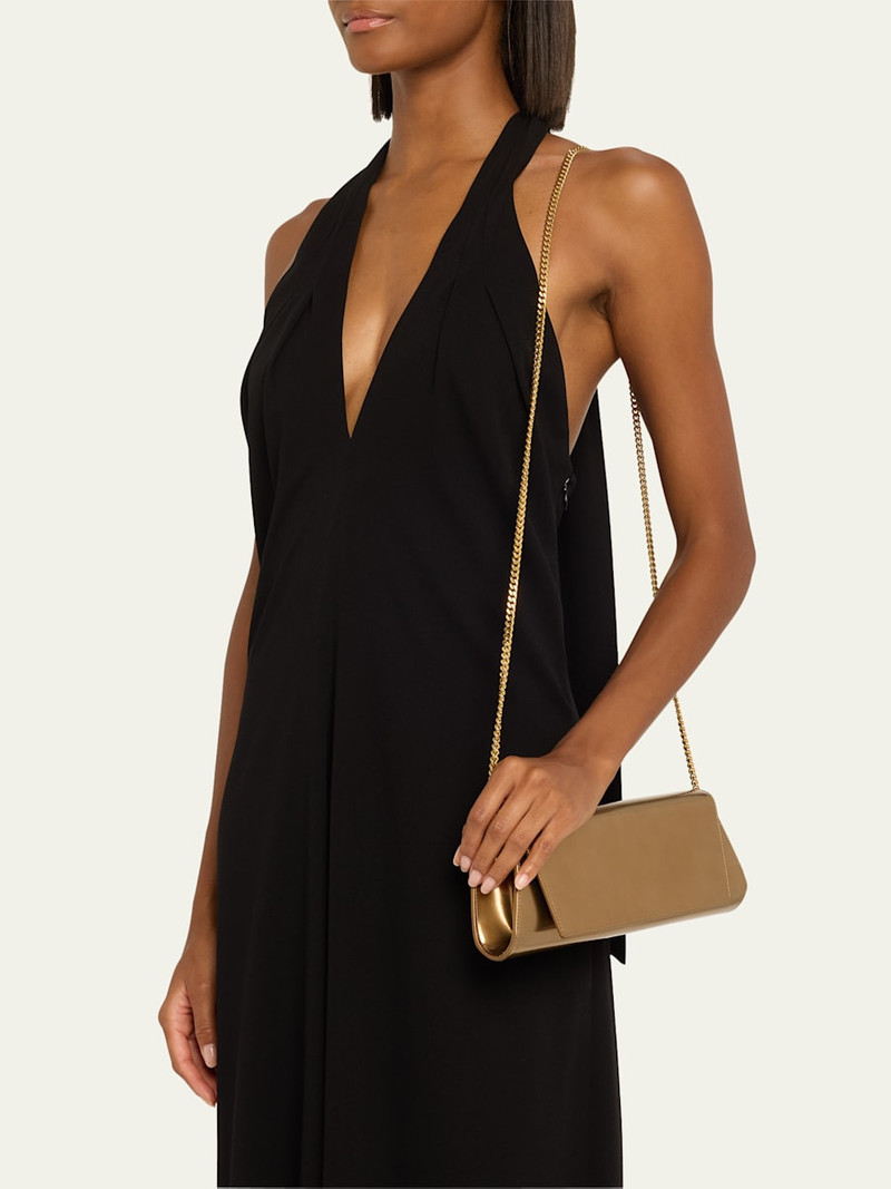 AKRIS Anouk Small Metallic Leather Clutch Bag outlook
