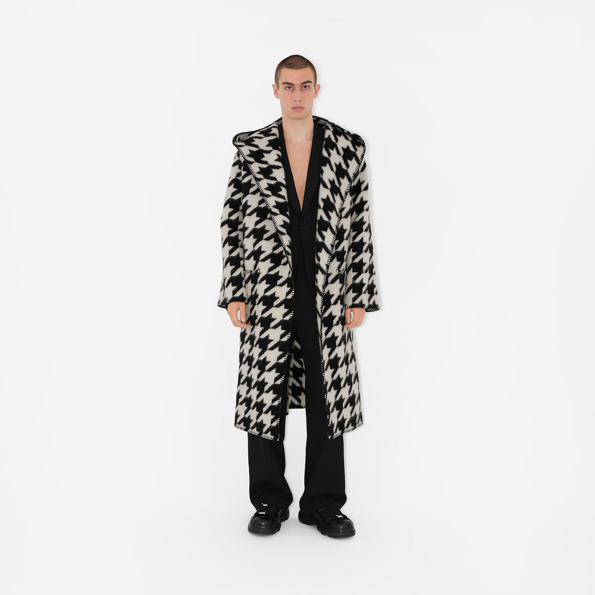 Houndstooth Wool Robe - 5