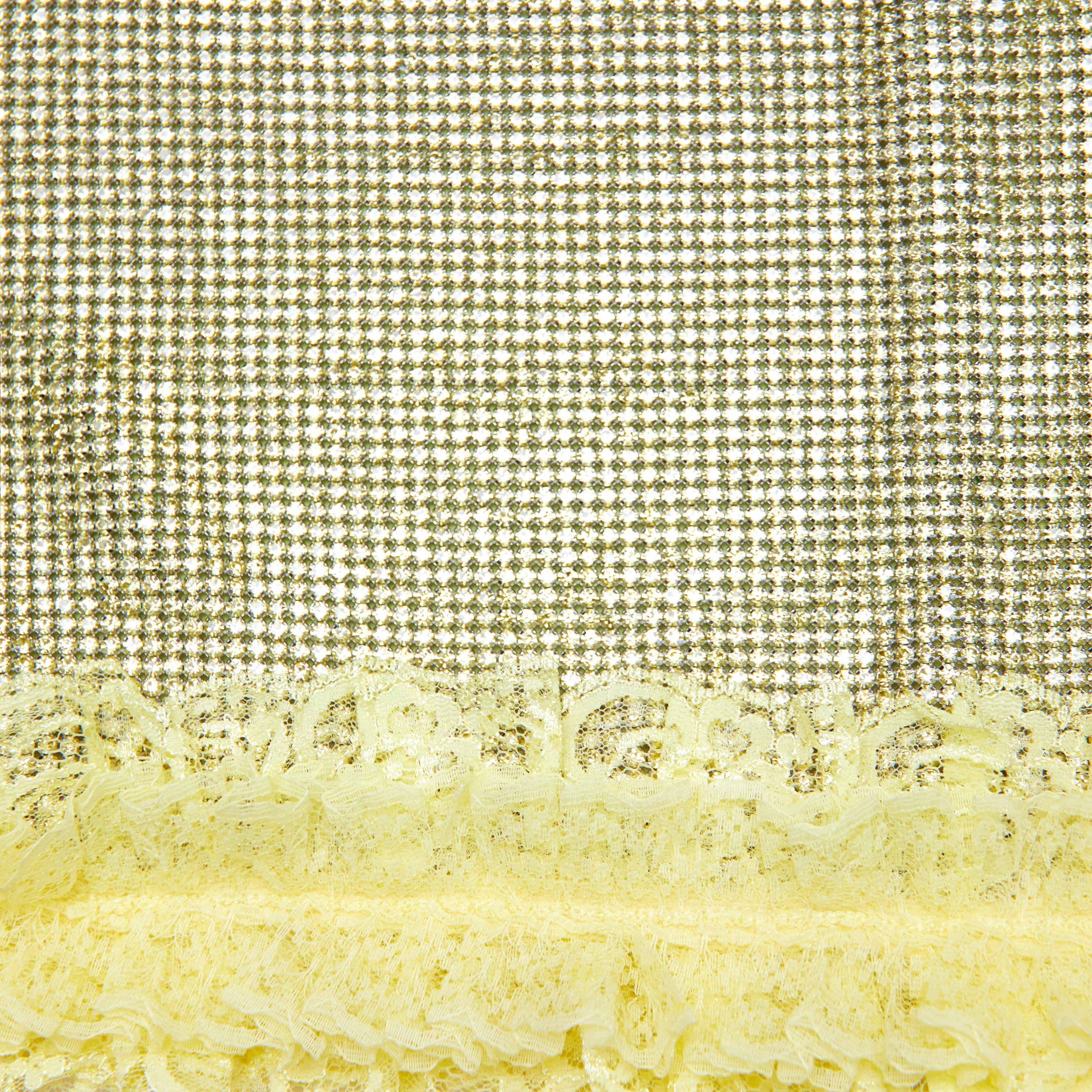 Yellow Crystal Chainmail Mini Skirt - 5