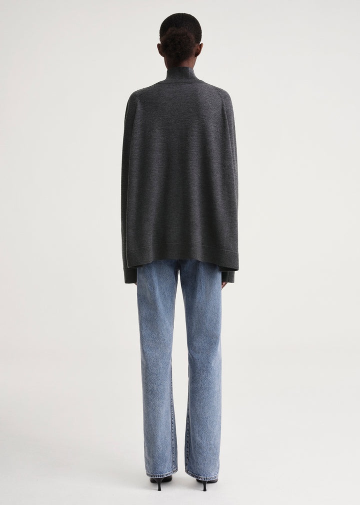 Raglan-sleeve wool cardigan dark grey mélange - 3