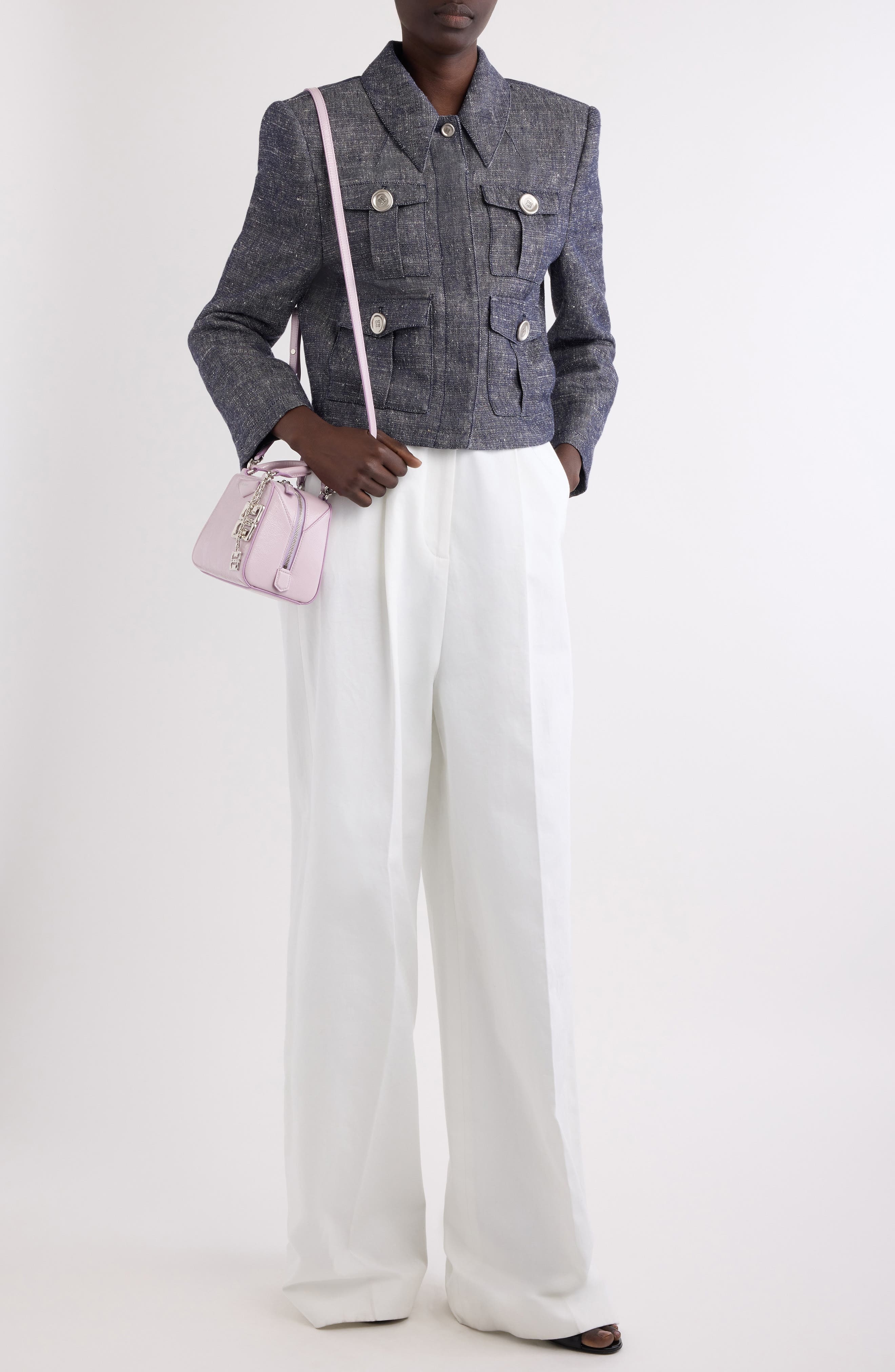 Givenchy Pleated Cotton Wide Leg Pants in White at Nordstrom - 2