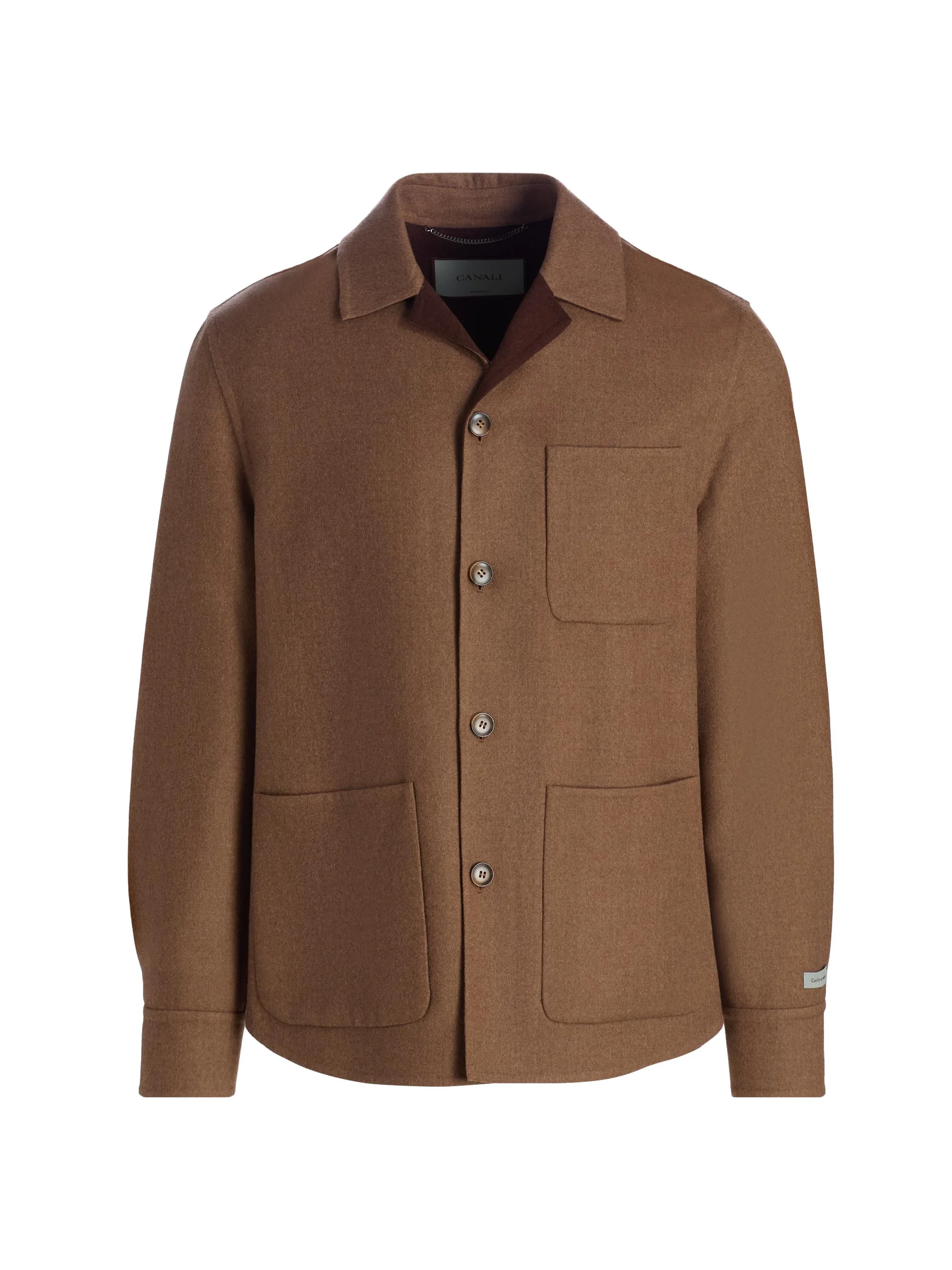 Men's Double-Face Wool Overshirt - Brown - 1