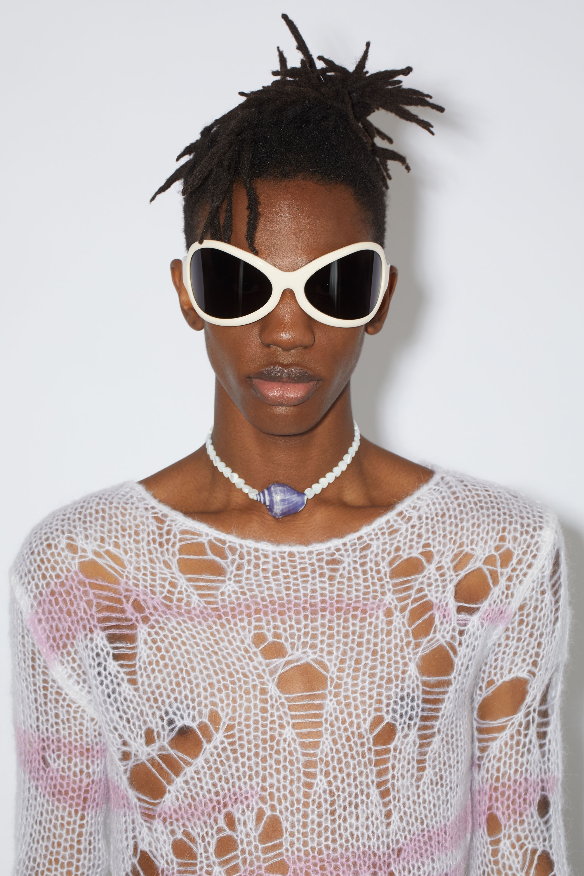 Crew neck jumper - Off white/pink - 5