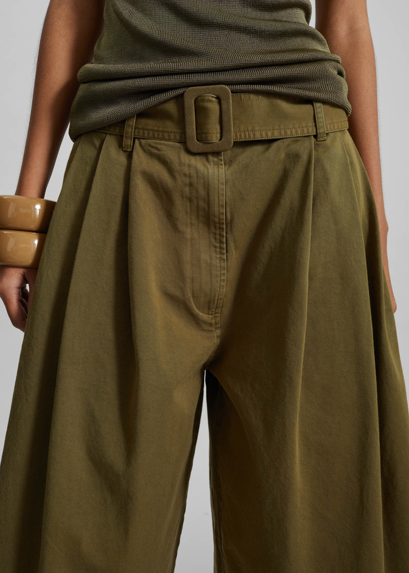 CO Garment Dye Pleated Culotte - Avocado 7