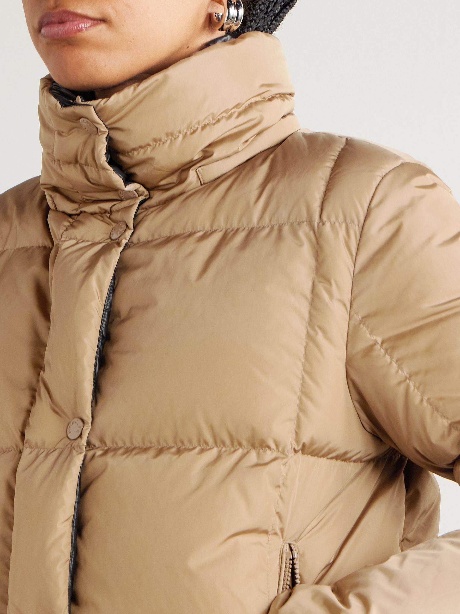 Castelnou appliquéd hooded fleece-trimmed shell down jacket Camel - 6