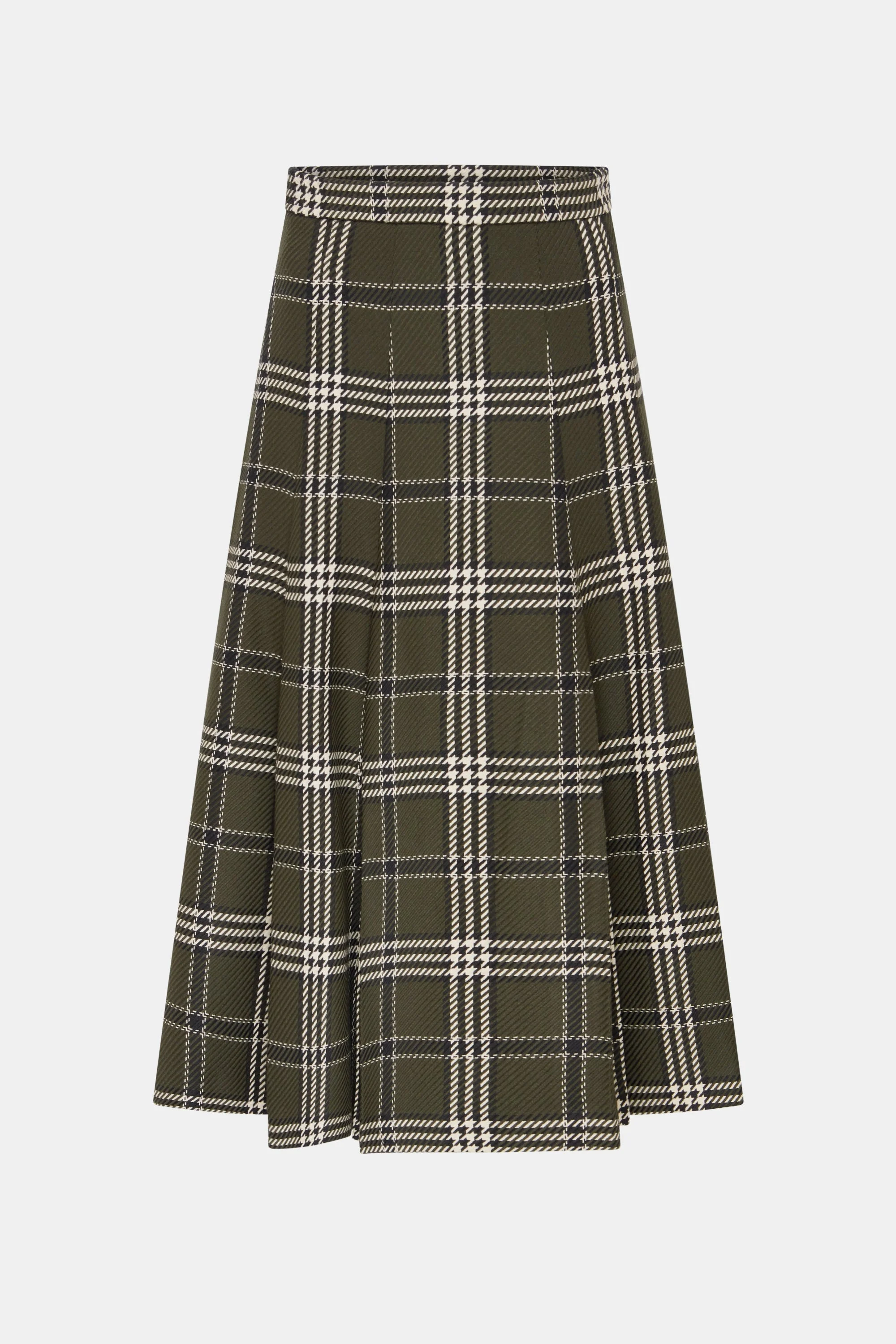 Kensie Skirt In Military Green Shetland Tartan - 1
