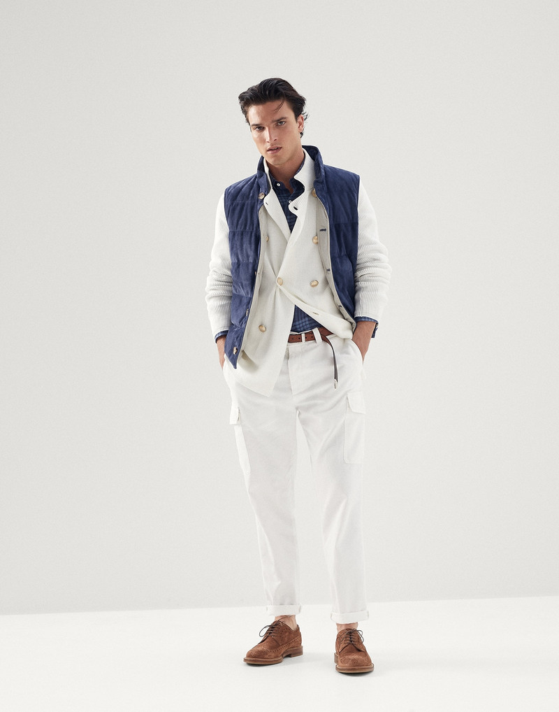 Brunello Cucinelli Linen tartan basic fit shirt with button-down collar outlook