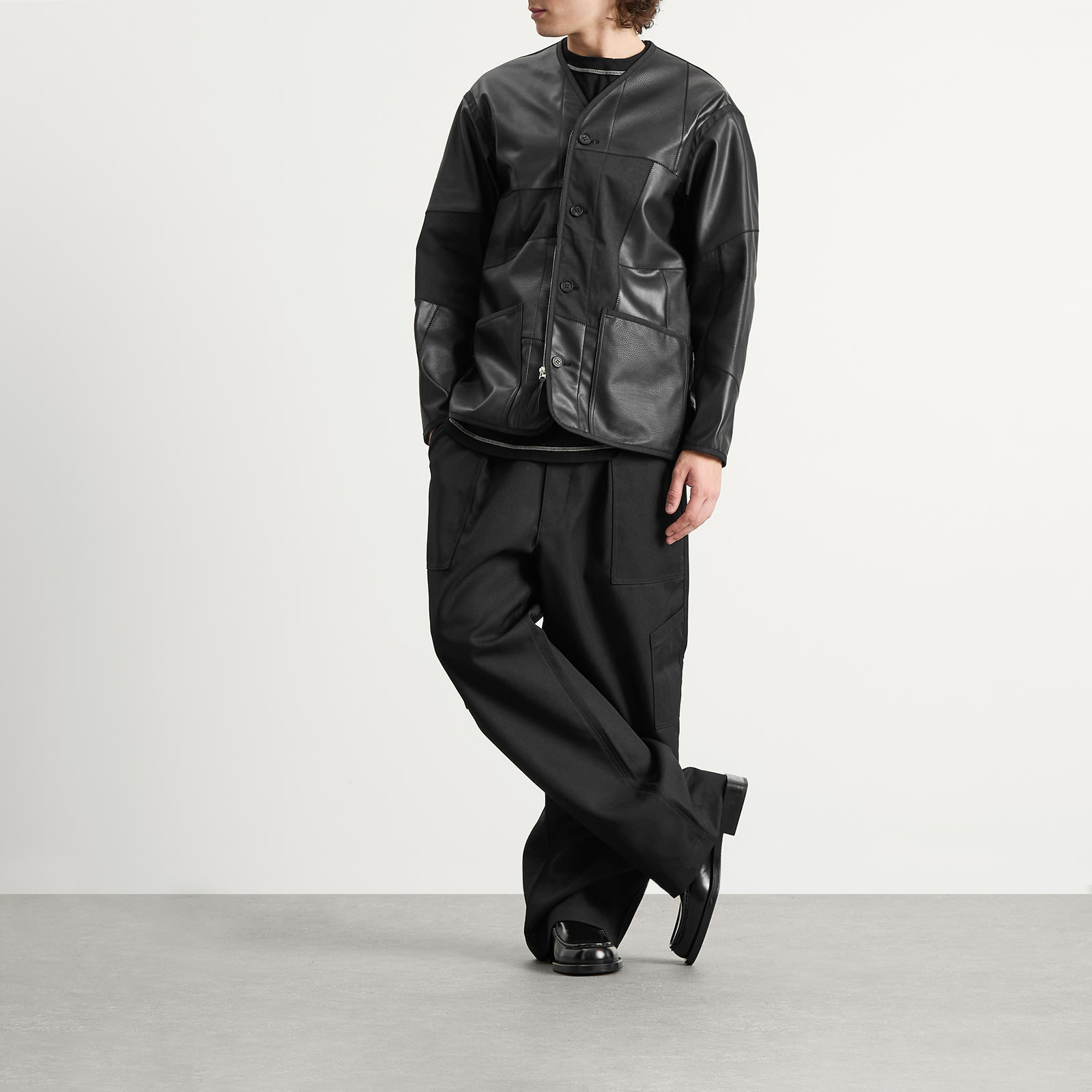 Comme des Garçons Homme Leather Mix Jacket - 4