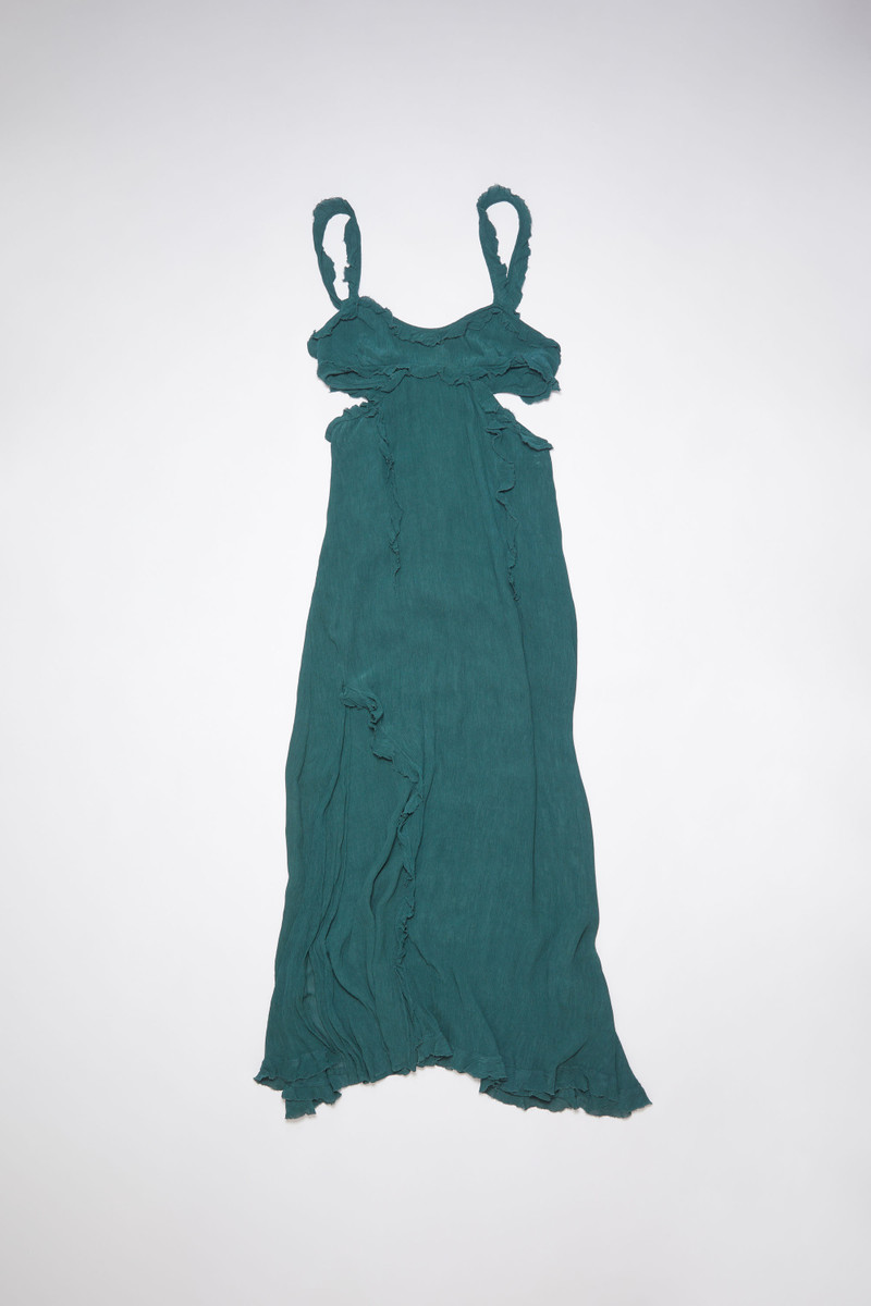 Ruffle slip dress - Petrol blue - 1