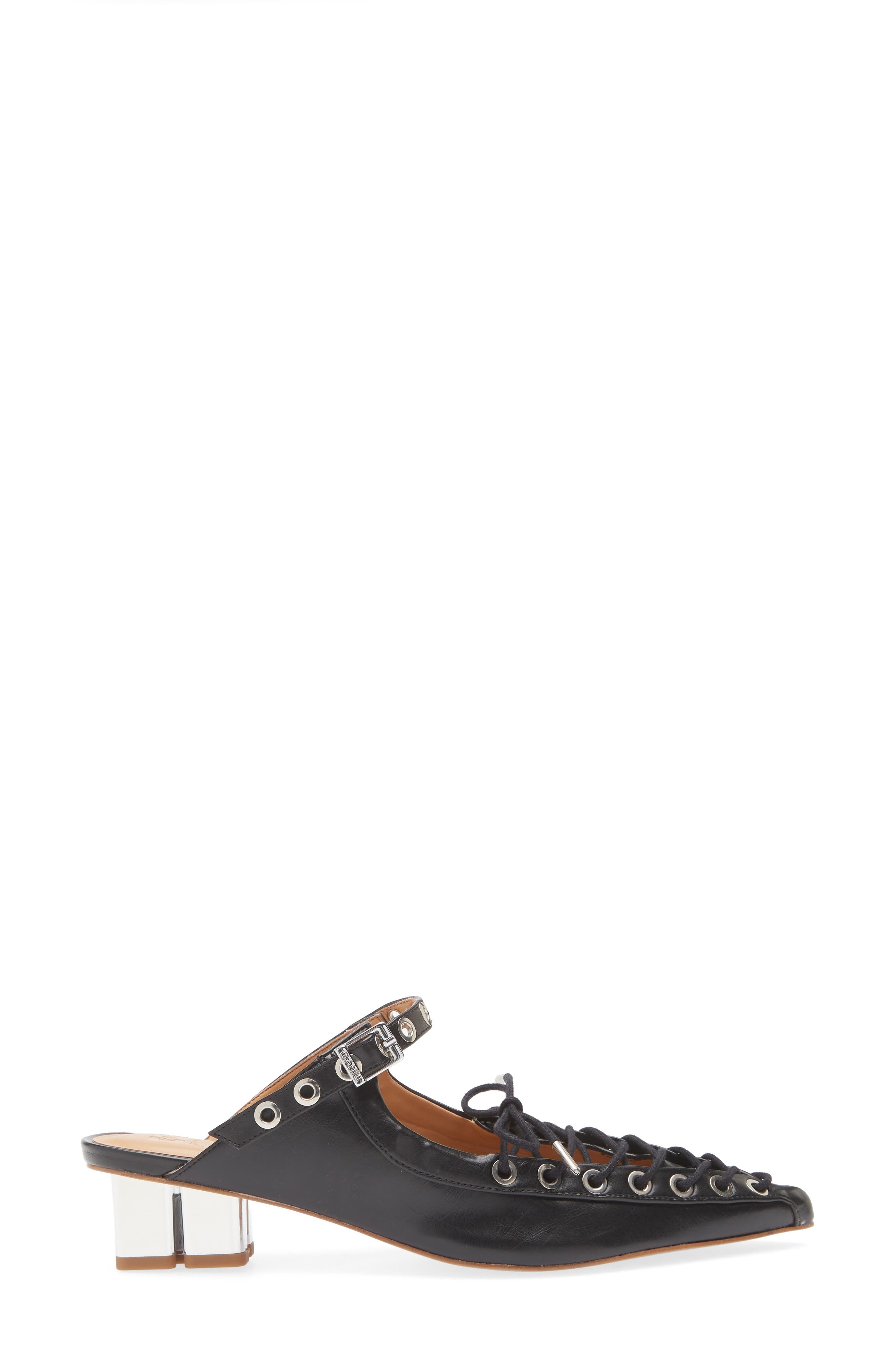 Ganni Eyelets Lace-Up Mule in Black at Nordstrom - 3
