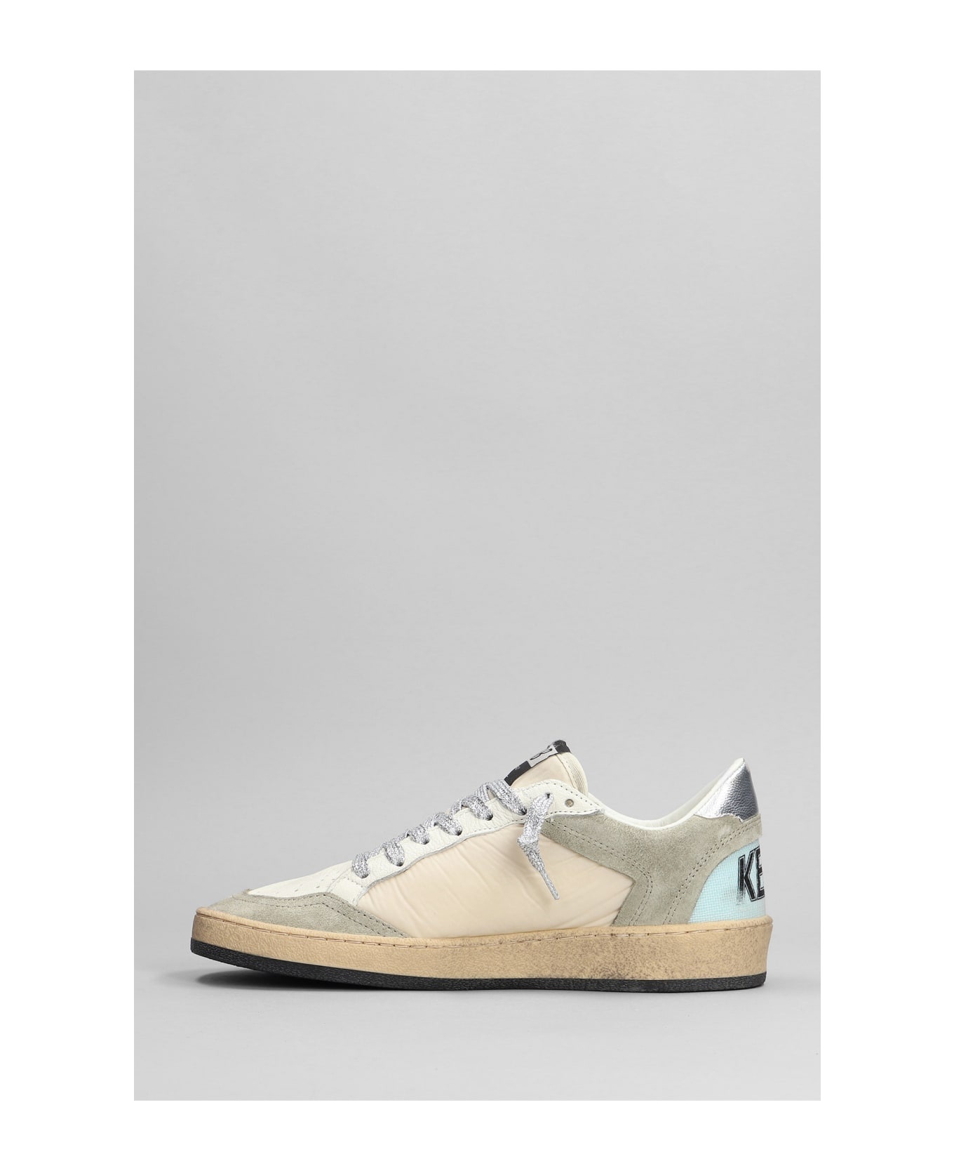 Ball Star Sneakers In Beige Leather And Fabric - 3