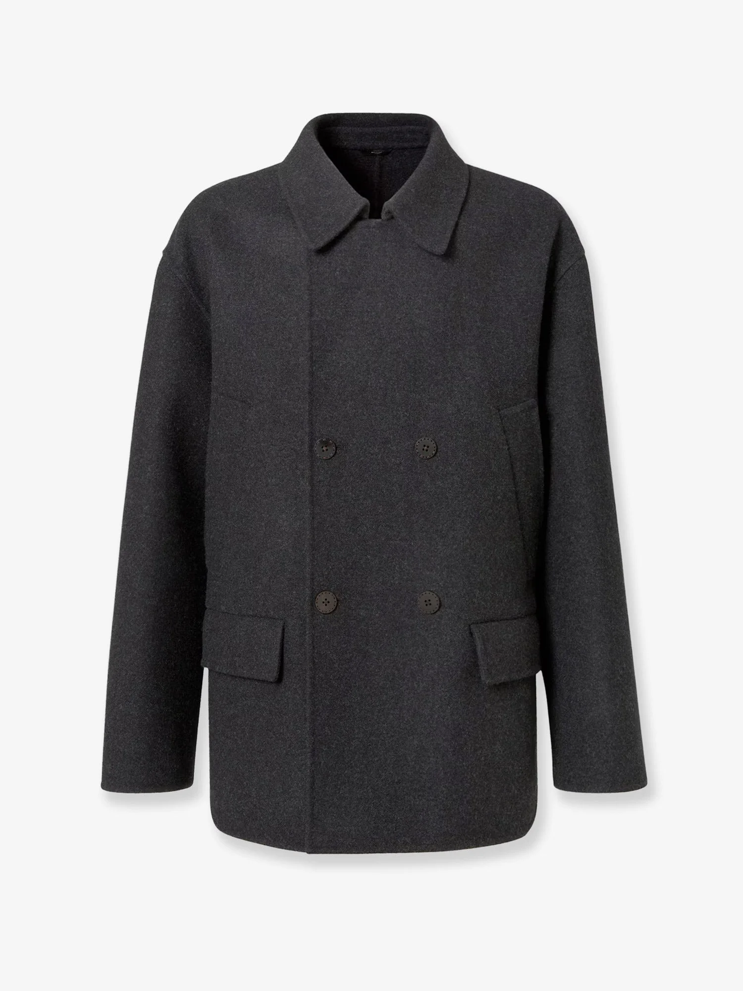 Fendi Men Double-Breasted Wool Felt Peacoat - 1
