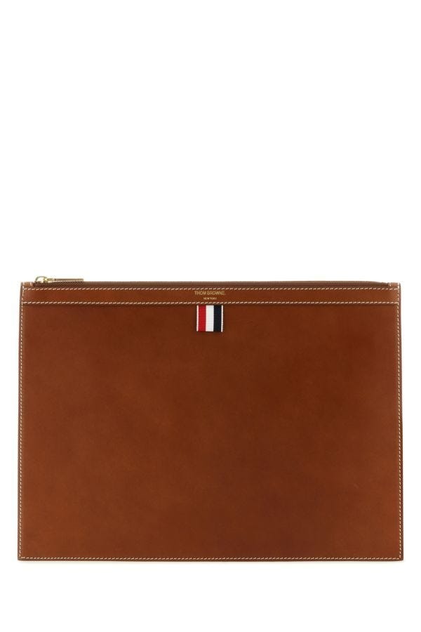 Thom Browne Man Brown Leather Document Case - 1