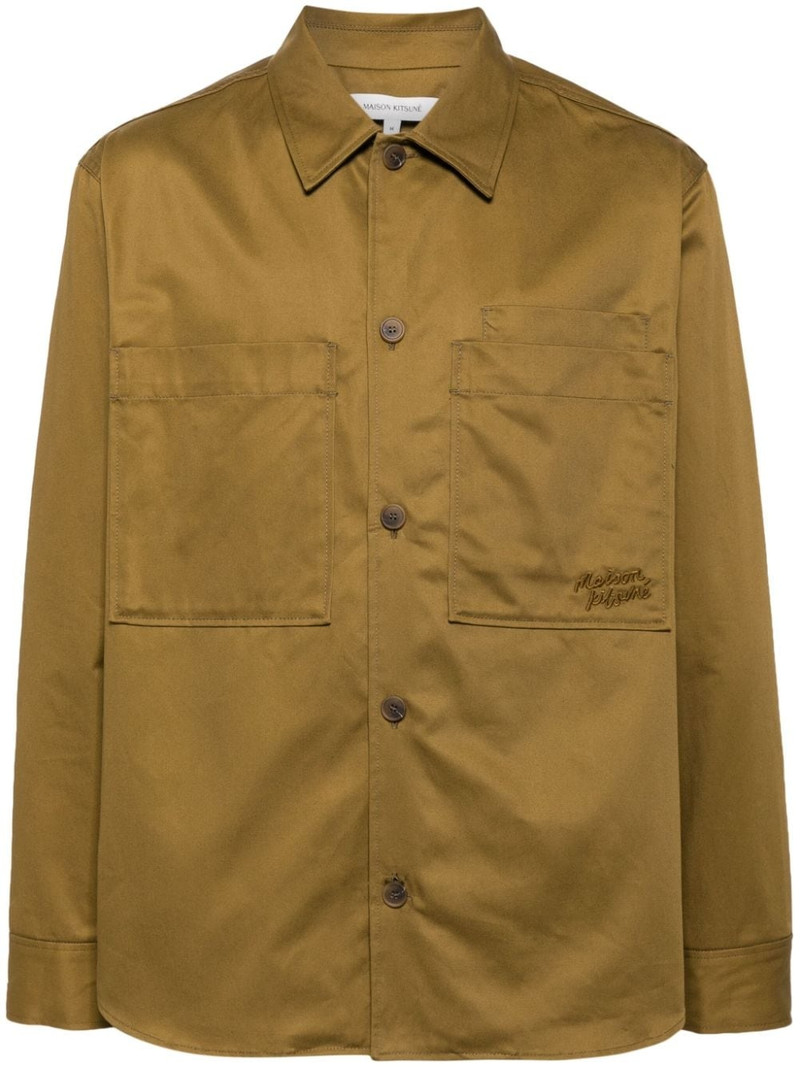 logo-embroidered cotton shirt 1