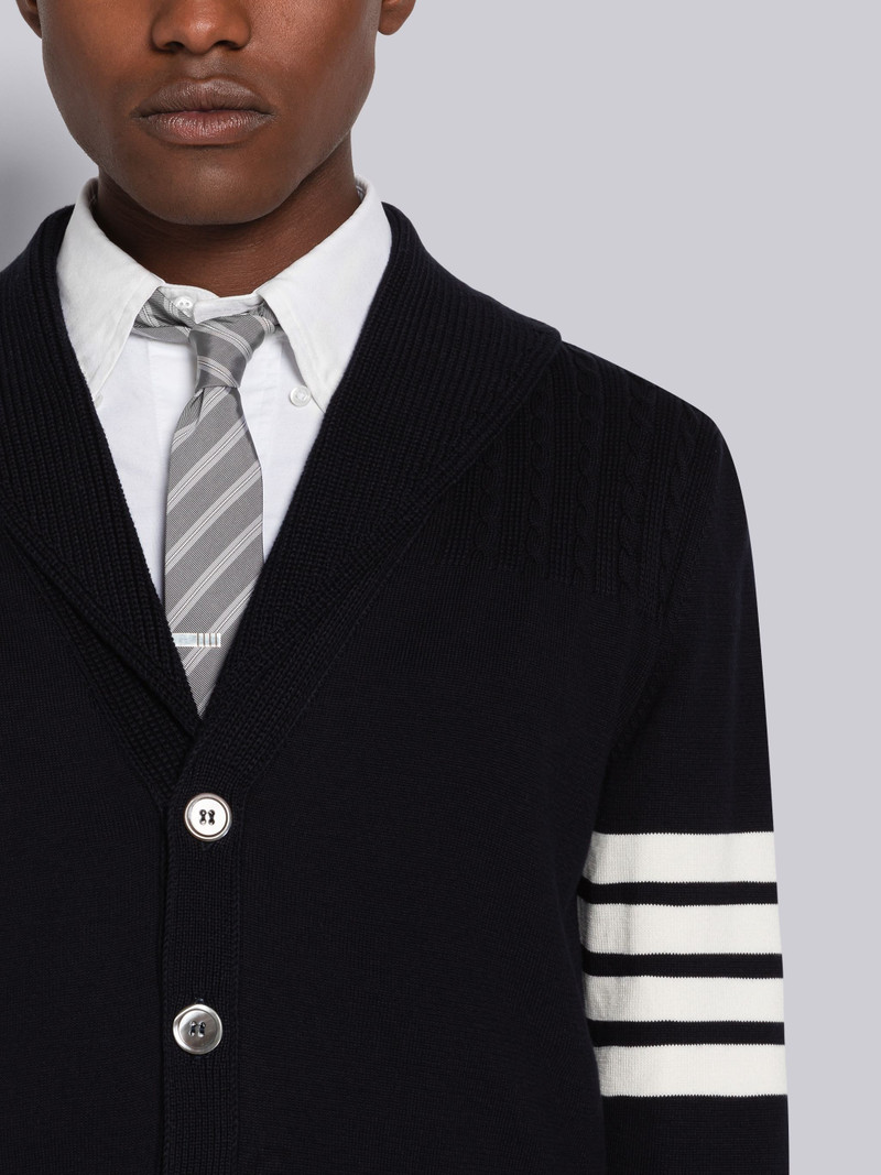 Jersey Stitch 4-Bar Shawl Collar Cardigan 5