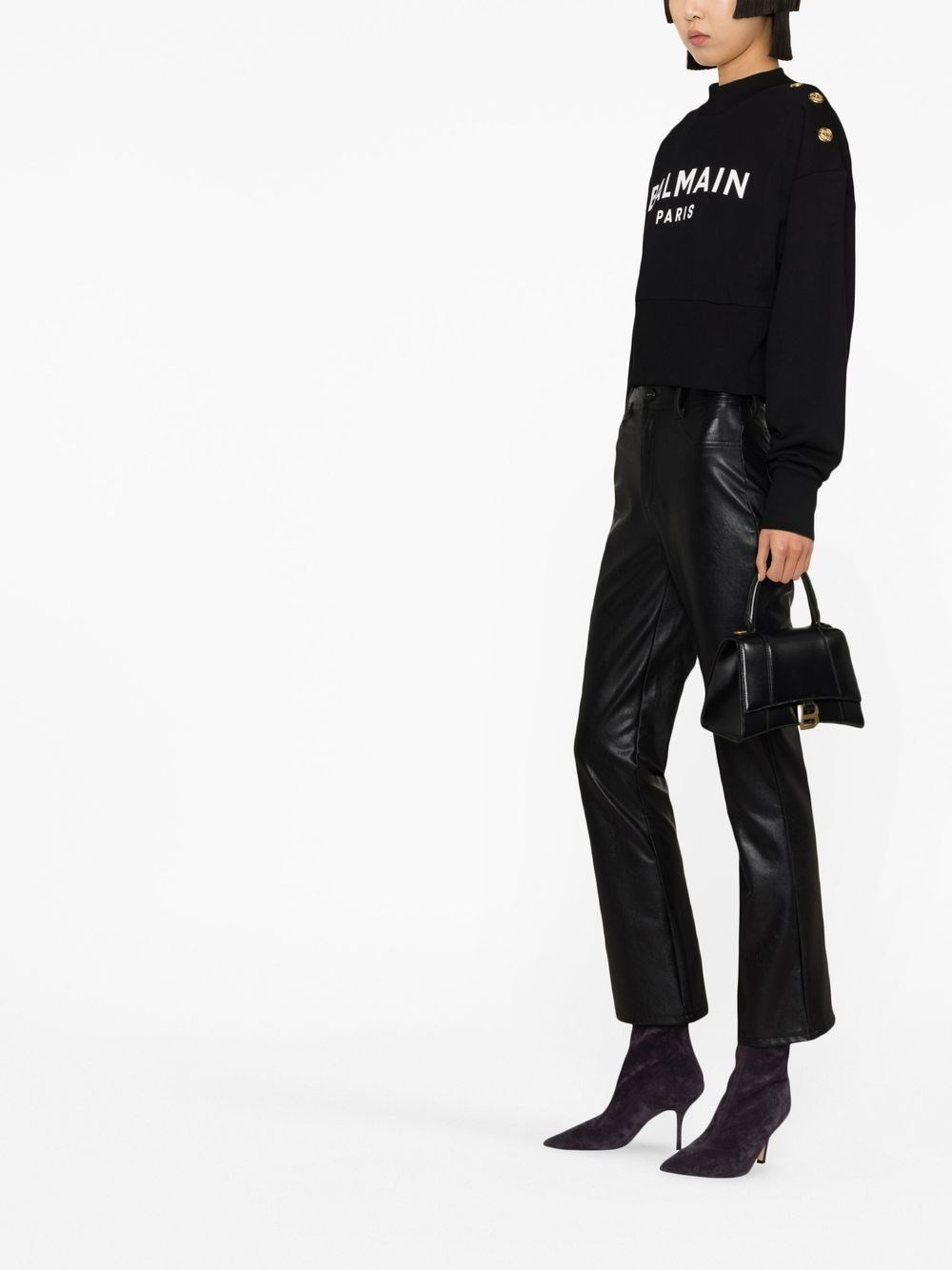 Balmain Paris printed short sweatshirt - 4