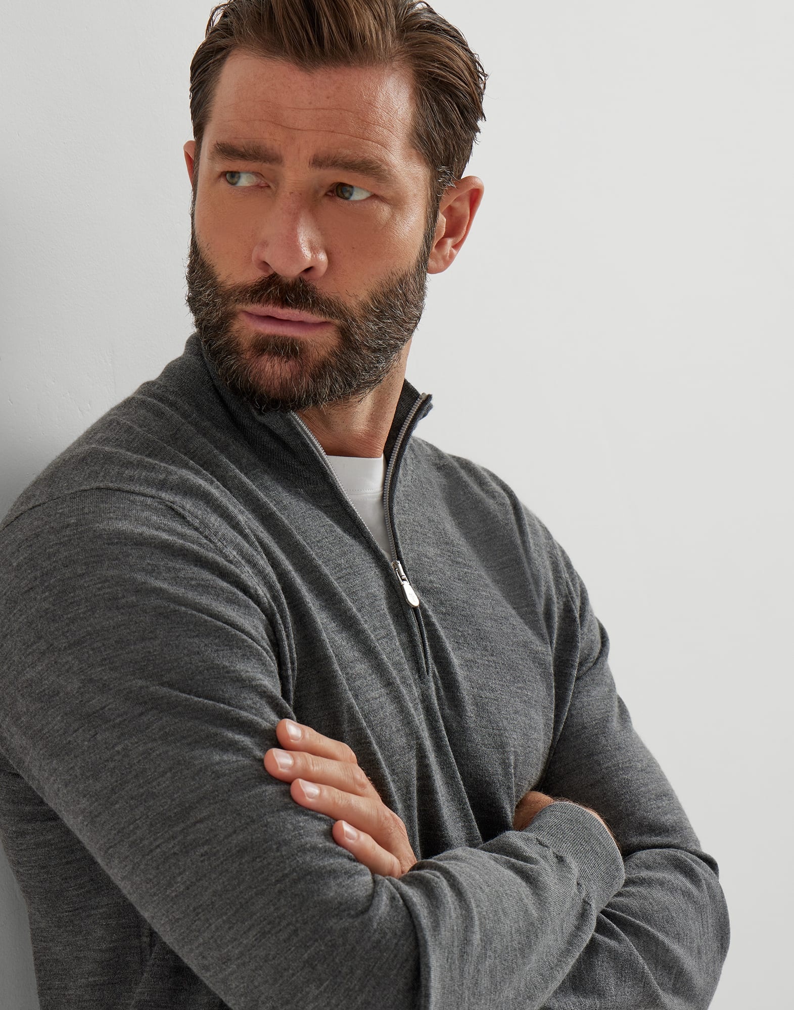 Virgin wool and cashmere lightweight sweater with half-zip - 3
