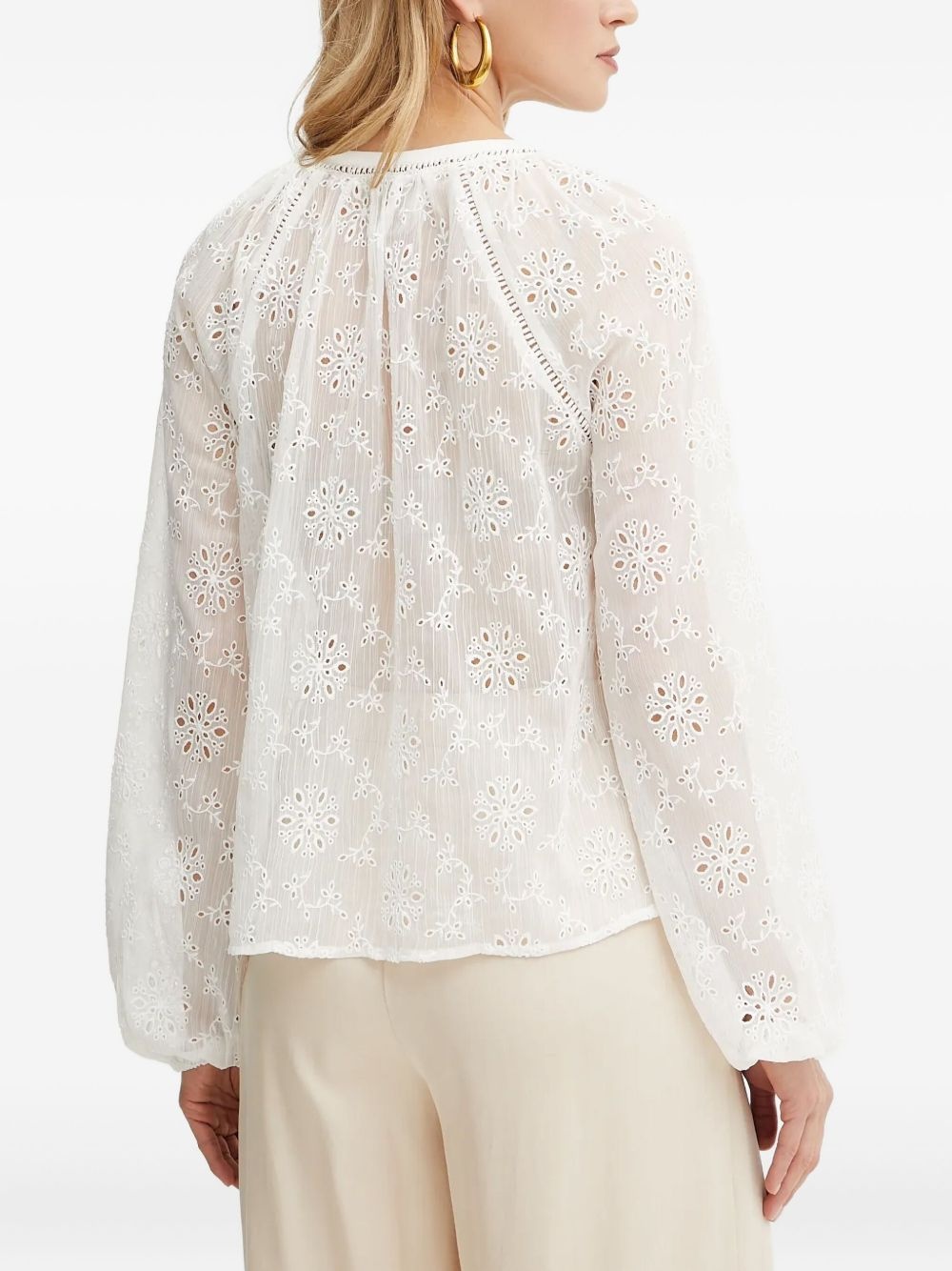 embroidered tie-neck blouse - 3