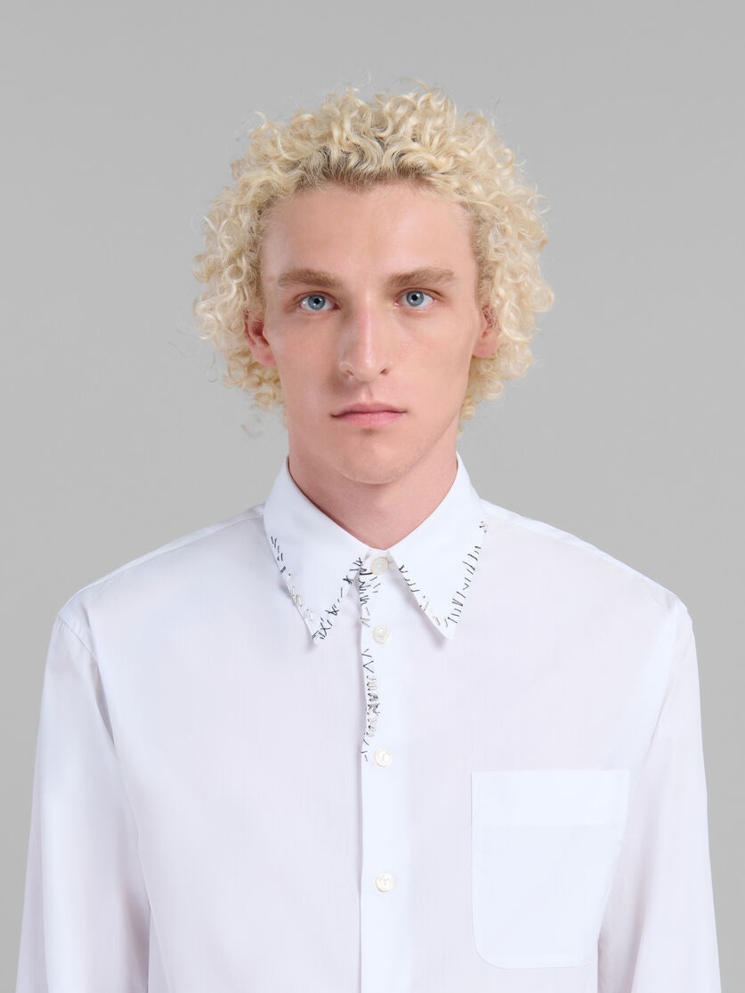 WHITE POPLIN SHIRT WITH BEAD MENDING - 4