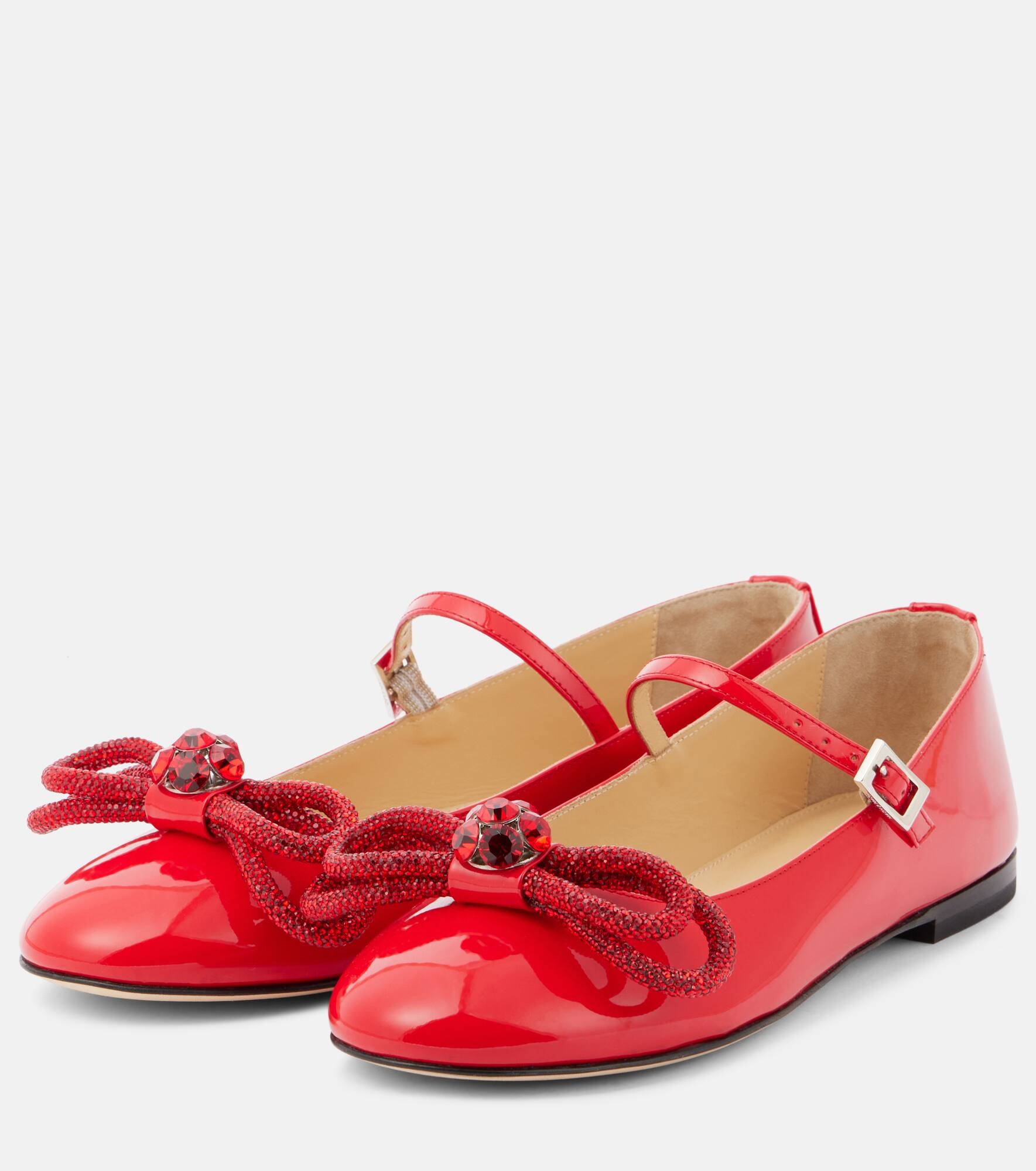 Bow-detail patent leather Mary Jane flats - 5