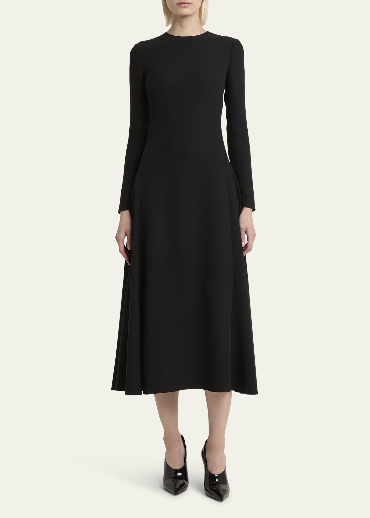 Long Sleeve Silk Midi Dress - 2