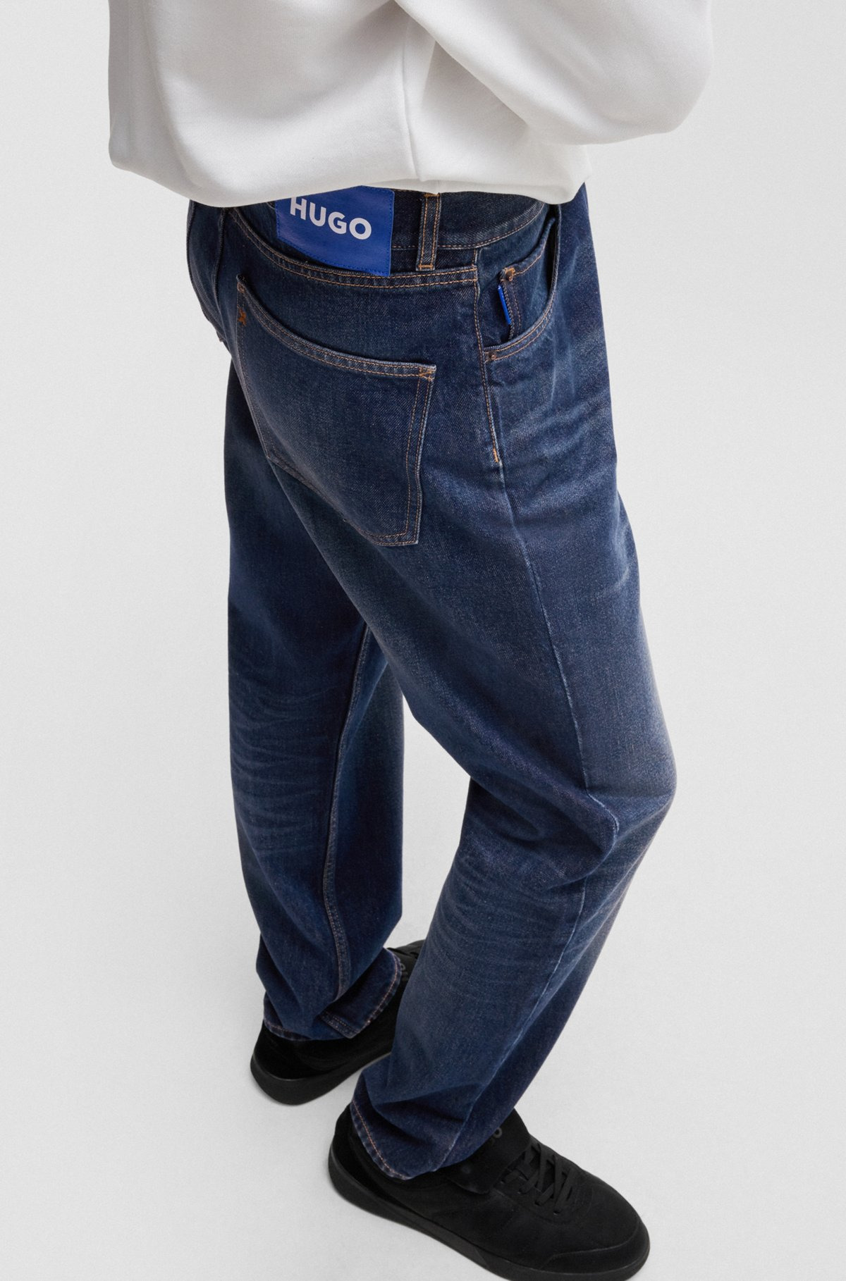REGULAR-FIT JEANS IN DARK-BLUE STONEWASHED DENIM - 5