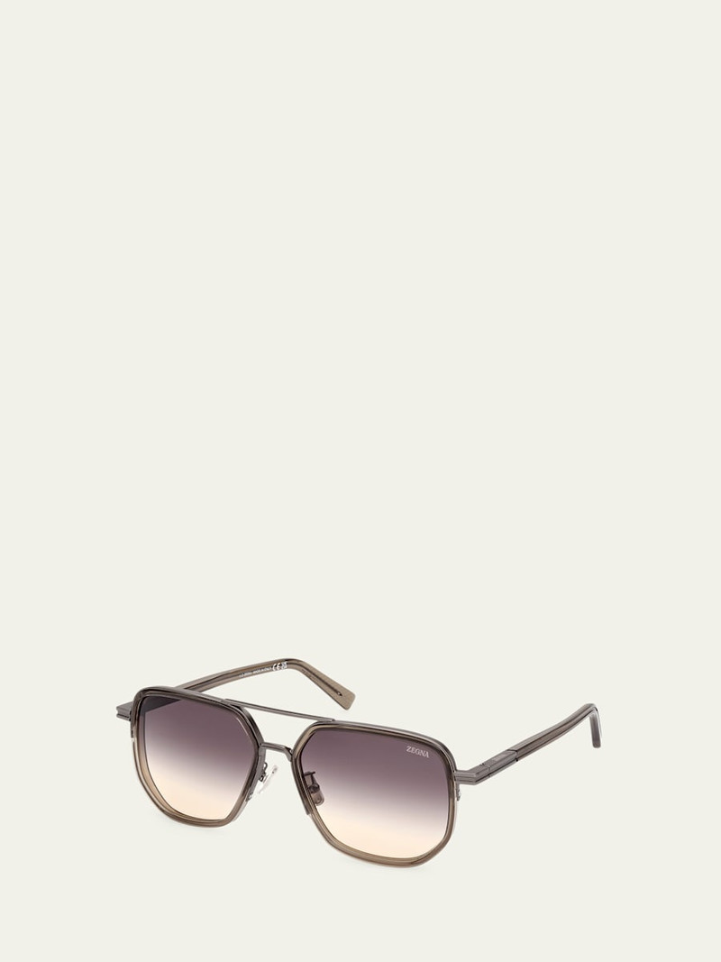 ZEGNA Men's Metal Square Sunglasses outlook