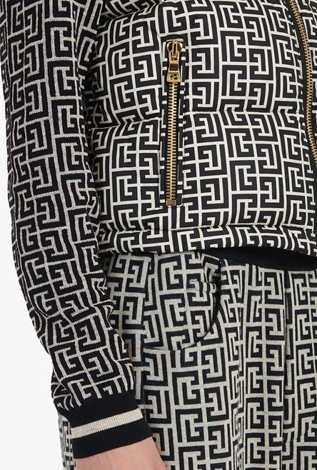 Ivory and black nylon quilted vest with Balmain monogram - 9