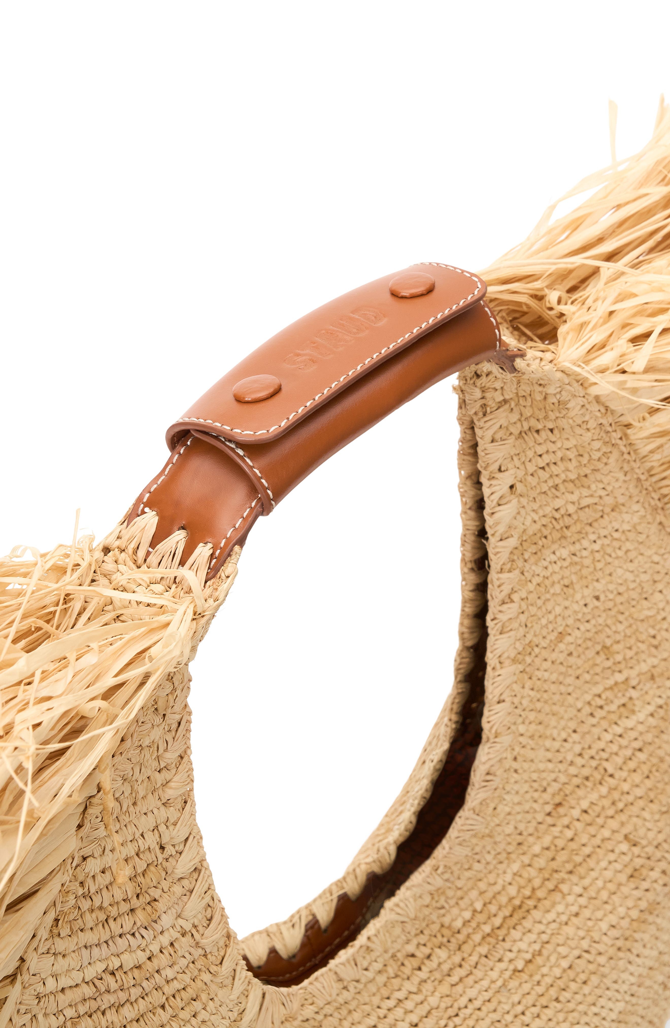 STAUD Large Moon Fringe Raffia Top Handle Tote in Natural Fringe at Nordstrom - 4