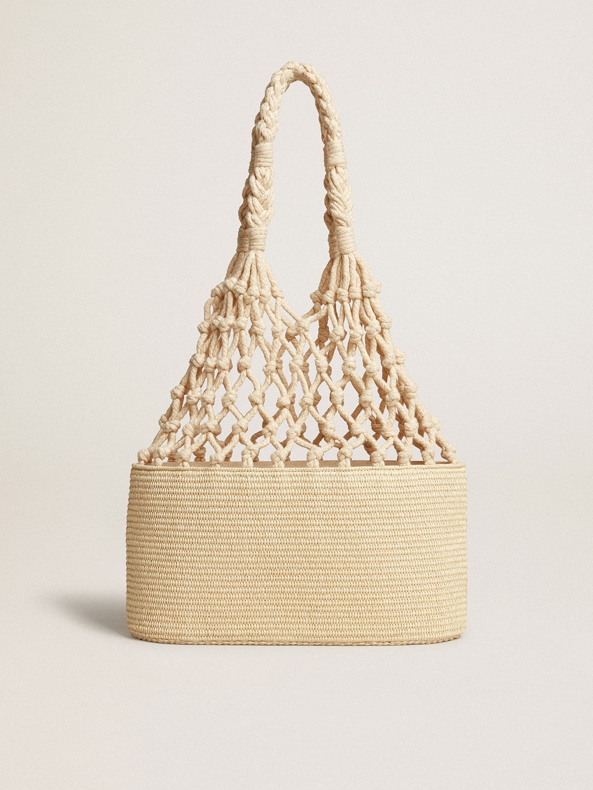 Lido bag in raffia and braided cotton macramé - 1