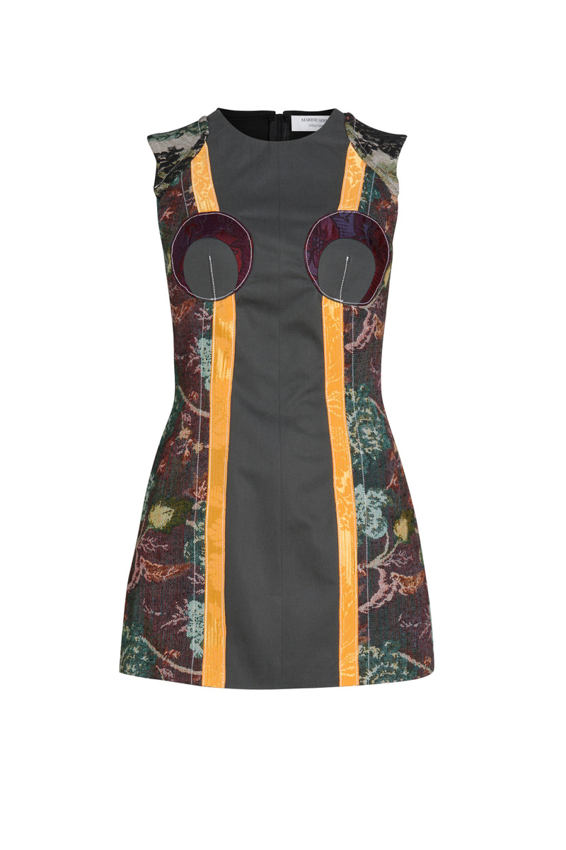 Regenerated Floral Tapestries Mini Dress - 1