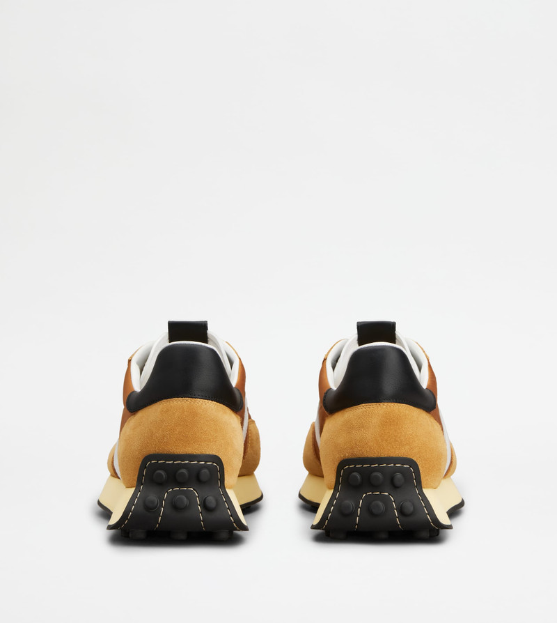 Tod's T VINTAGE SNEAKERS IN SUEDE AND TECHNICAL FABRIC - ORANGE, WHITE, BLACK outlook
