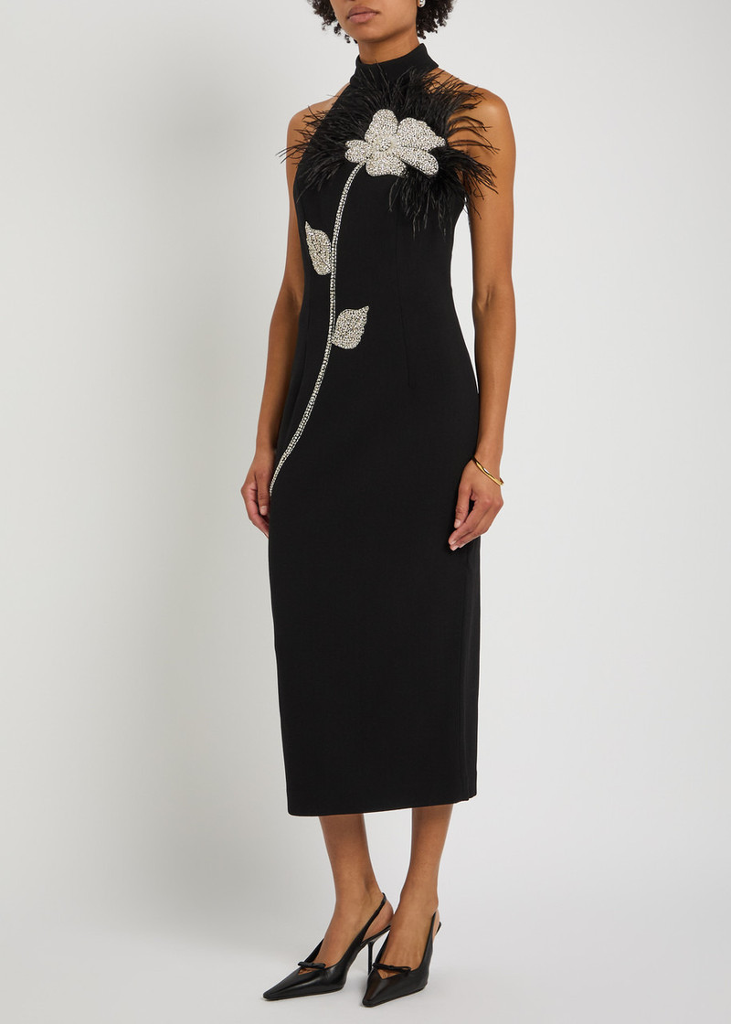 REBECCA VALLANCE Rebecca Vallance Starlight Embellished Crepe Midi Dress outlook