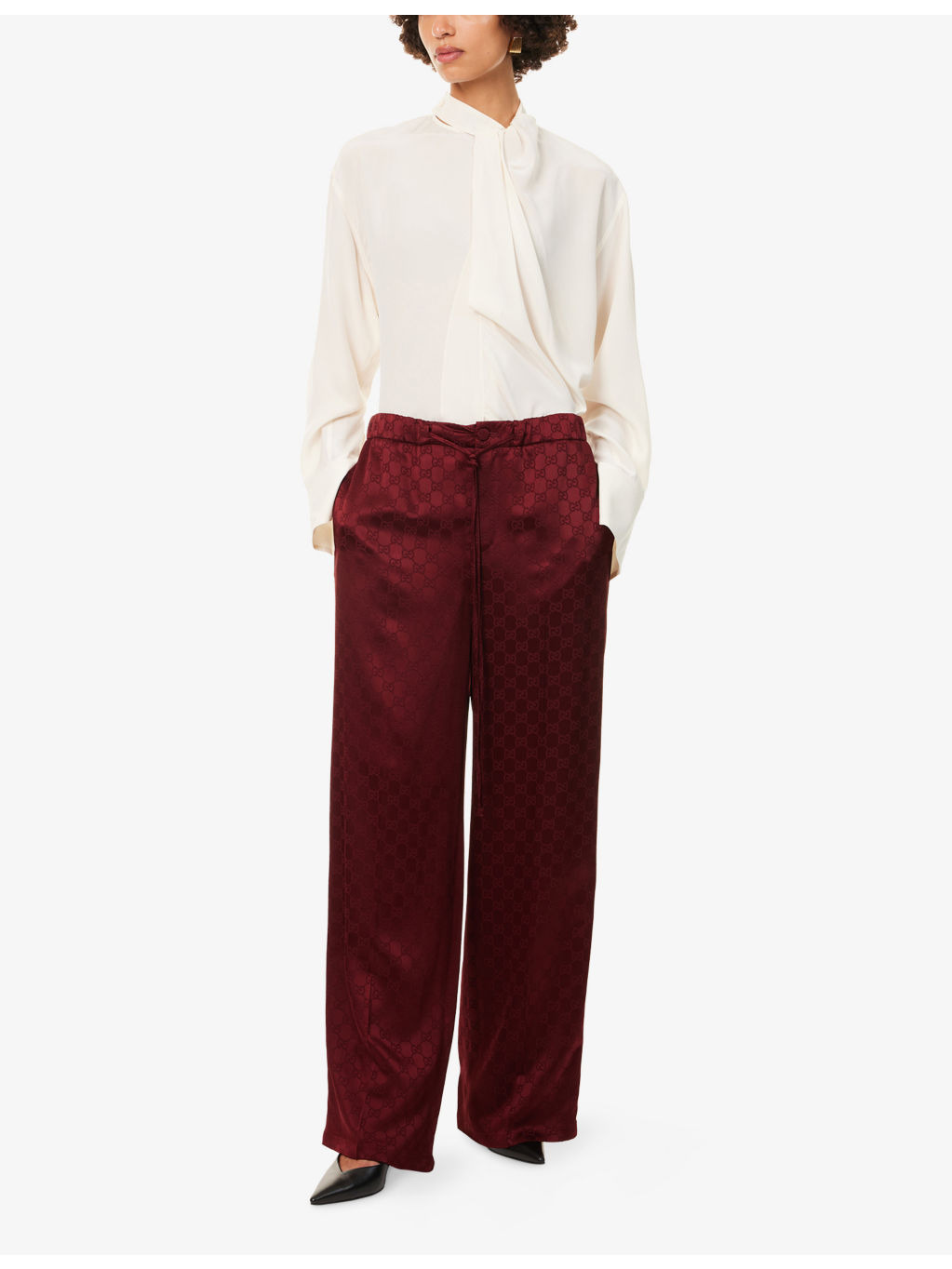 GG Monogram Straight-Leg Satin Trousers - 2