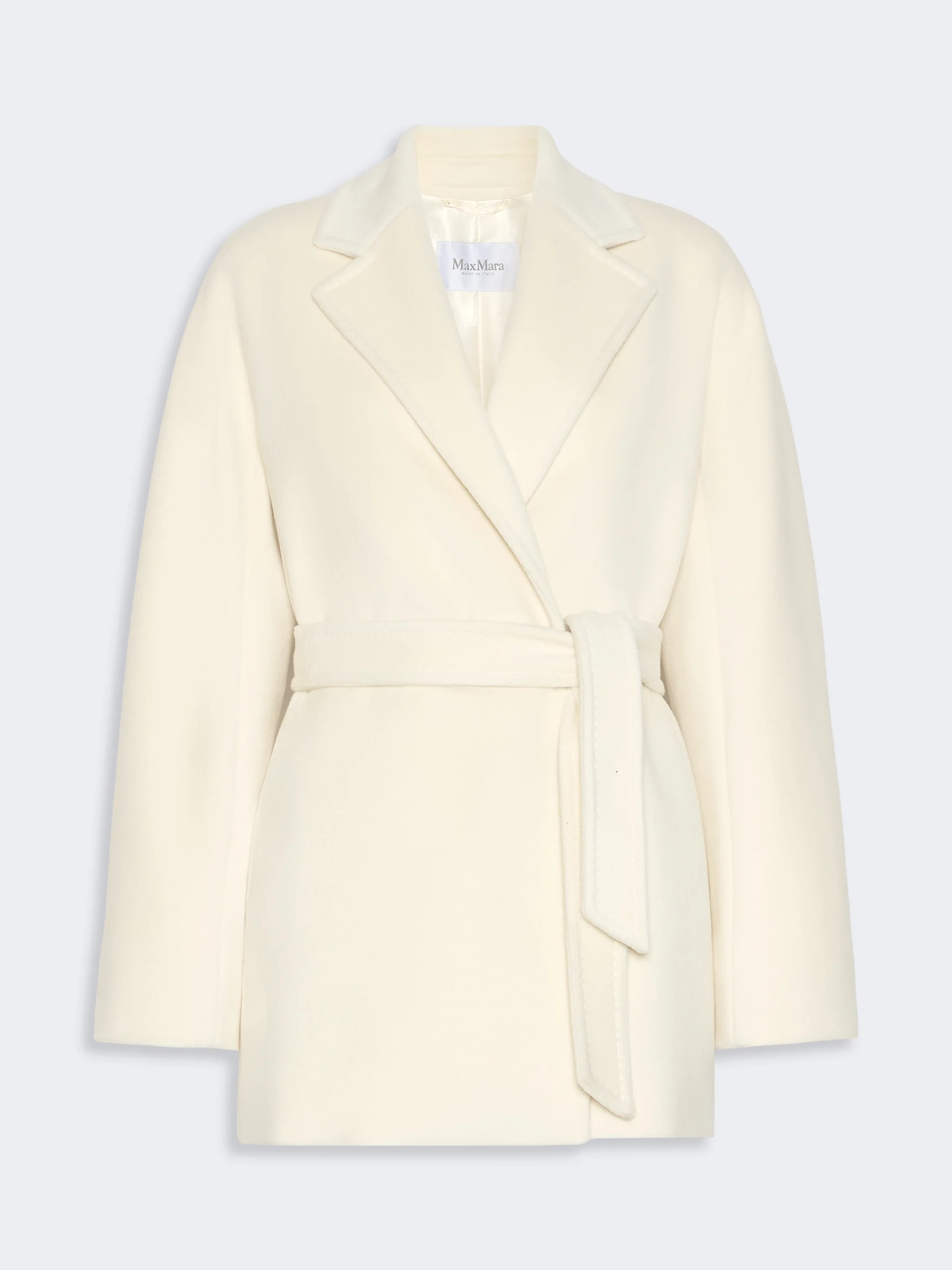 ONDINA Short wool beaver cloth robe coat - WHITE - 1