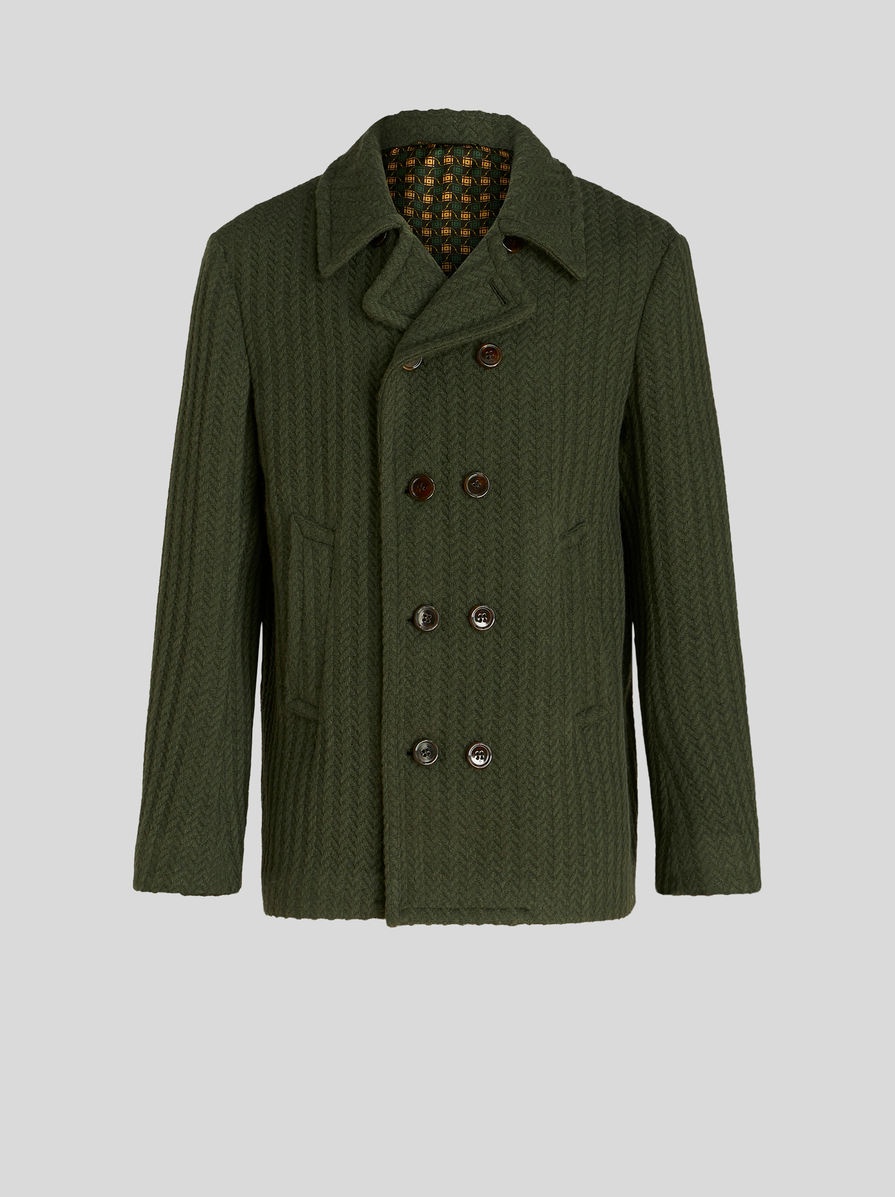 DOUBLE-BREASTED SPORTSWEAR JACKET WITH HERRINGBONE PATTERN - 1