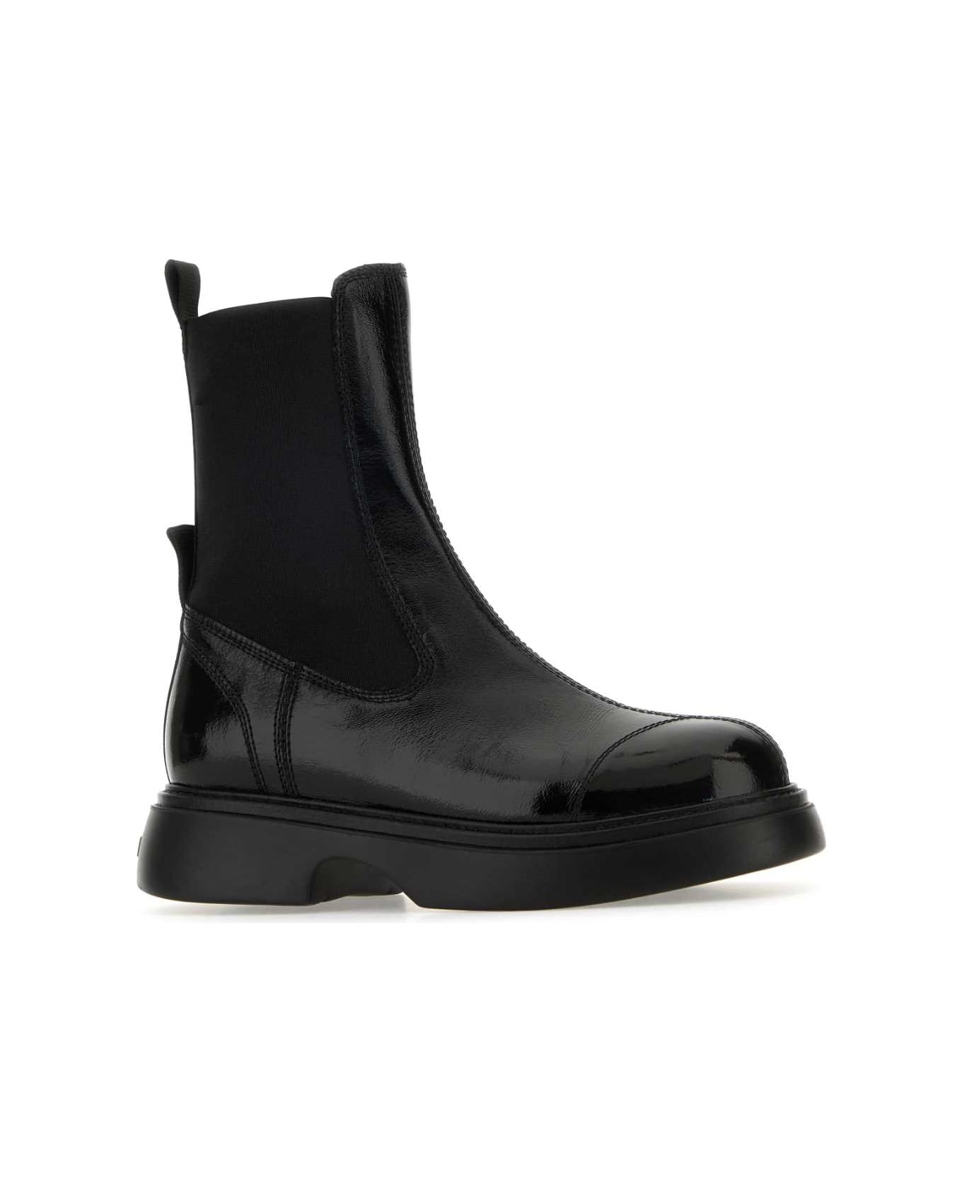 Black Synthetic Leather Chelsea Ankle Boots - 2