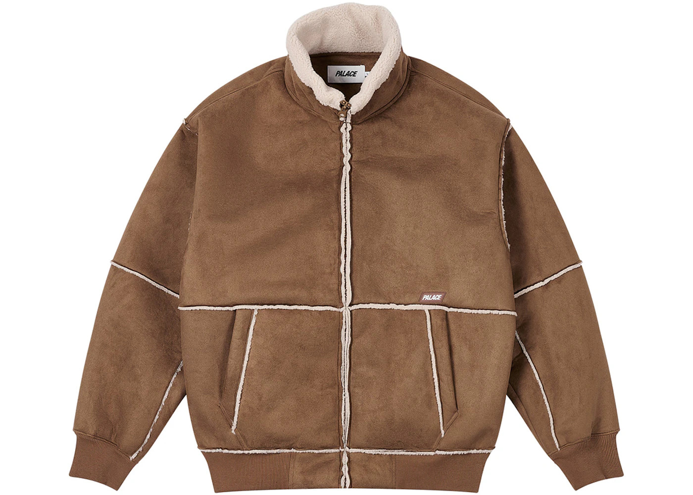 Palace Sherpa Faux Suede Funnel Caked Brown - 1